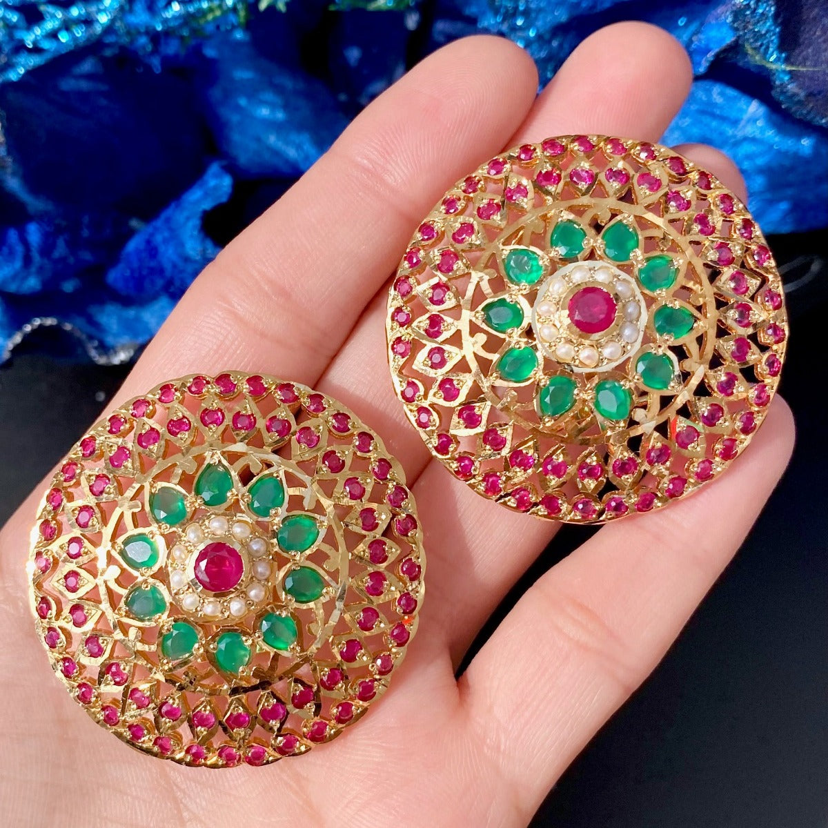 large gold stud earrings for women