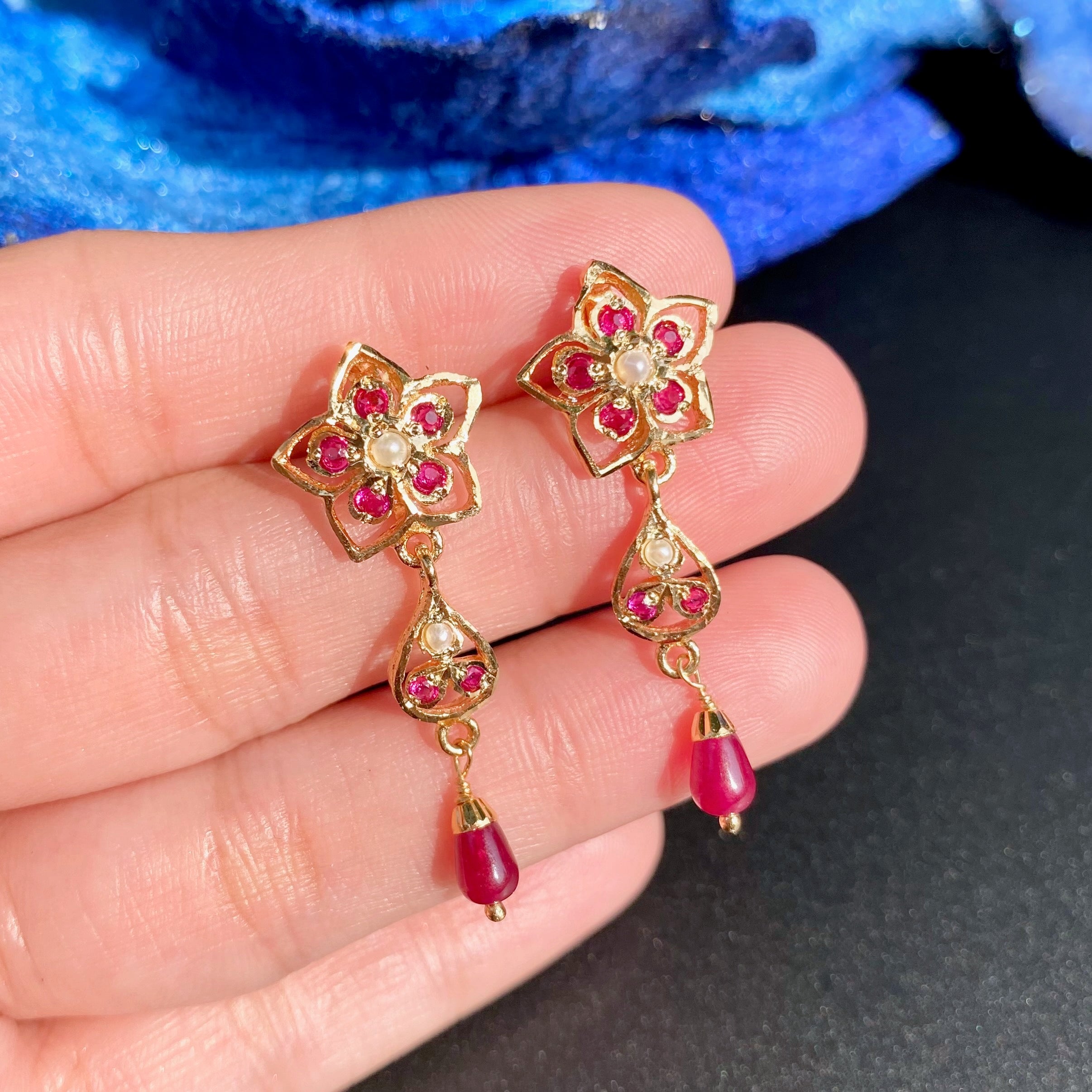 Gold Coated Jadau Earrings | Premium Artificial Jewelry BER 082