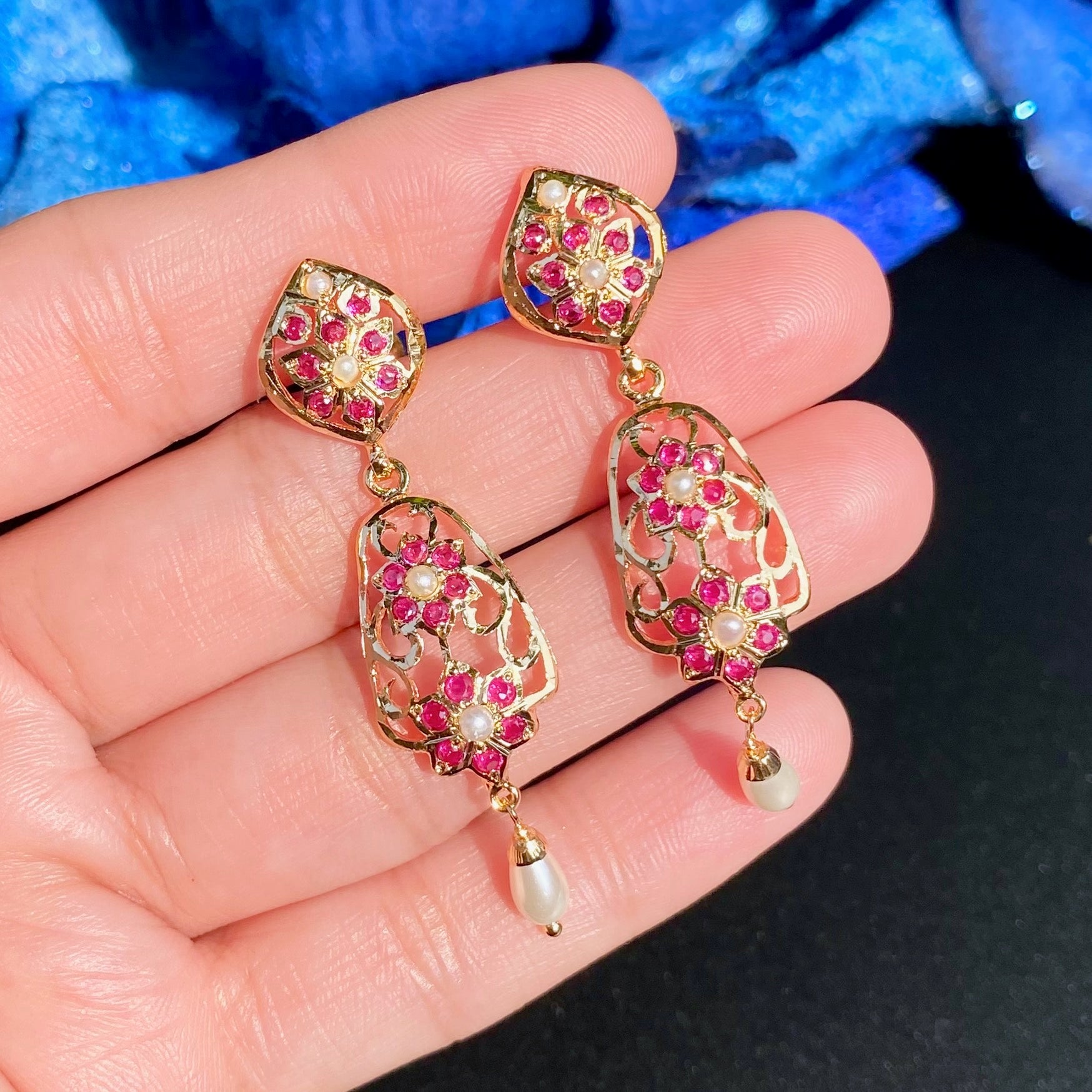 Gold Plated Punjabi Jadau Earrings | Premium Artificial Jewelry  BER 083