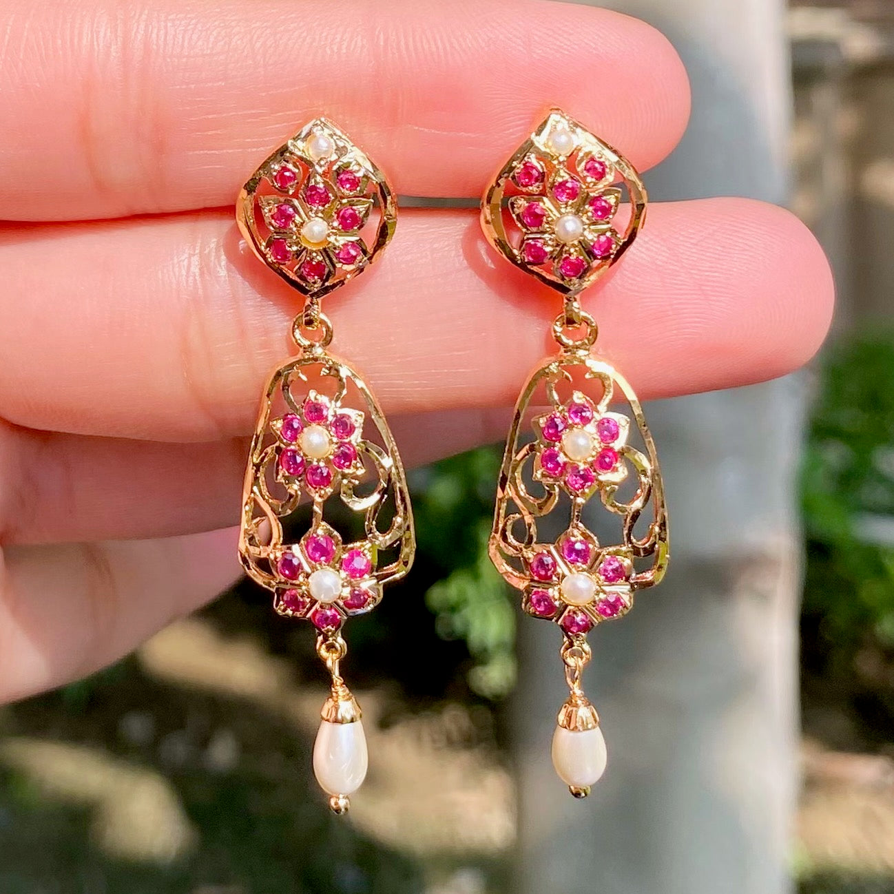 Gold Plated Punjabi Jadau Earrings | Premium Artificial Jewelry  BER 083