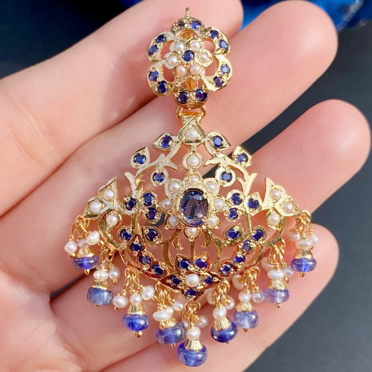 gold plated jadau earrings