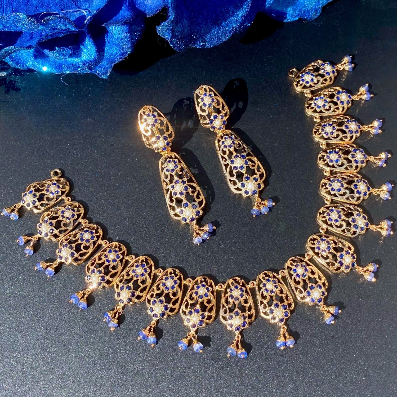buy sapphire necklace sets online