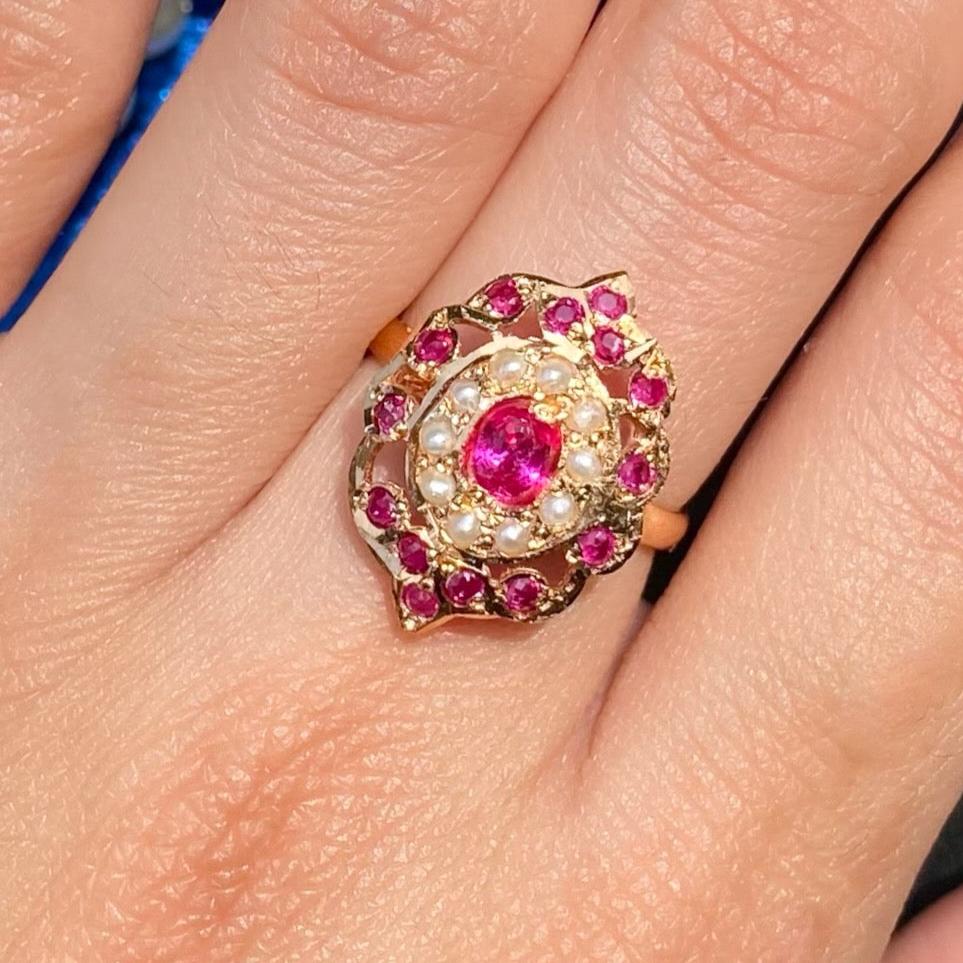 Pearl Ruby Ring | Punjabi Jadau Jewellery Online LR 044