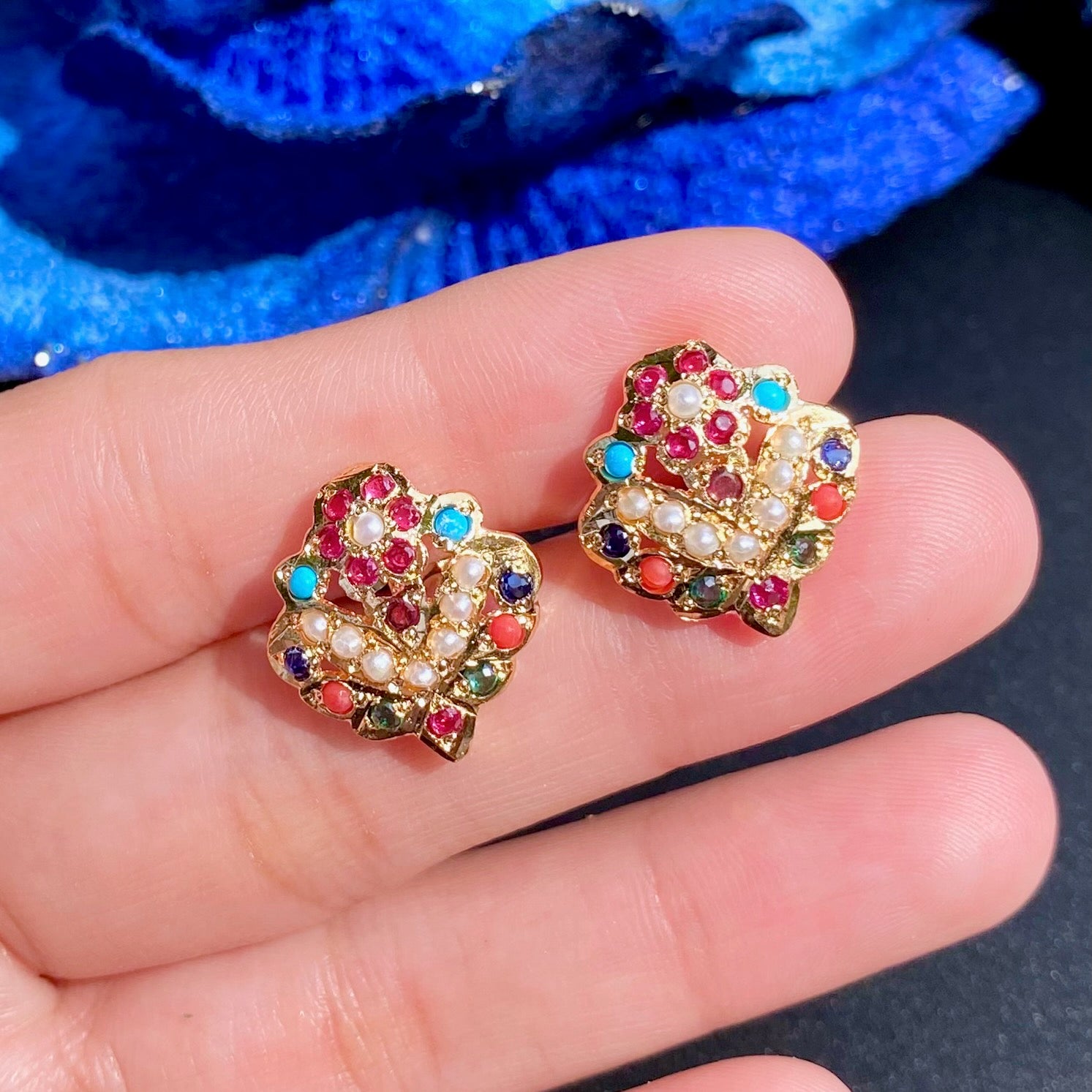 Artificial Rajasthani Style Jadau Tops | Gold Plated on Mixed Metal BER 088