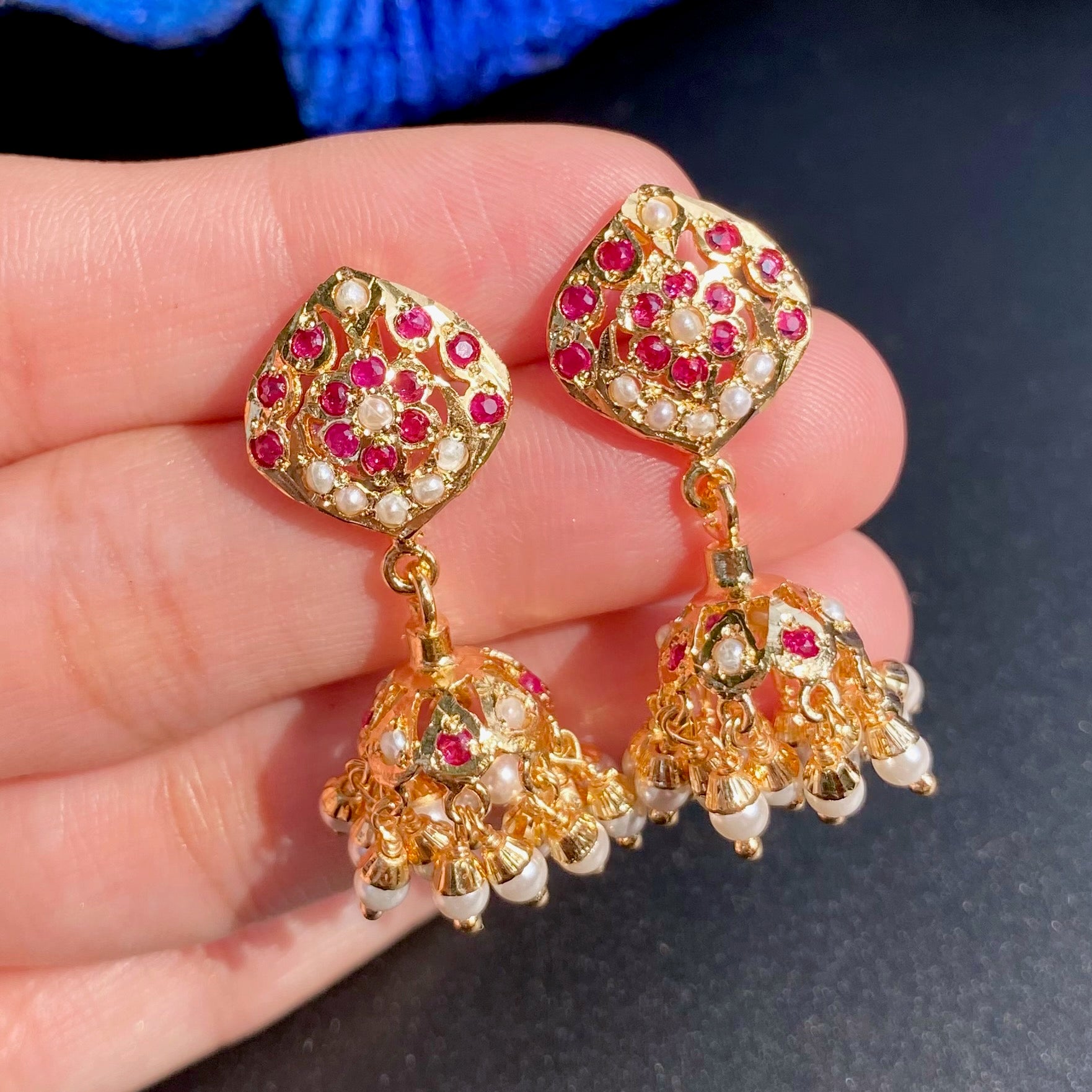 Gold Plated Jhumka Earrings | Premium Artificial Jewelry Online BER 089