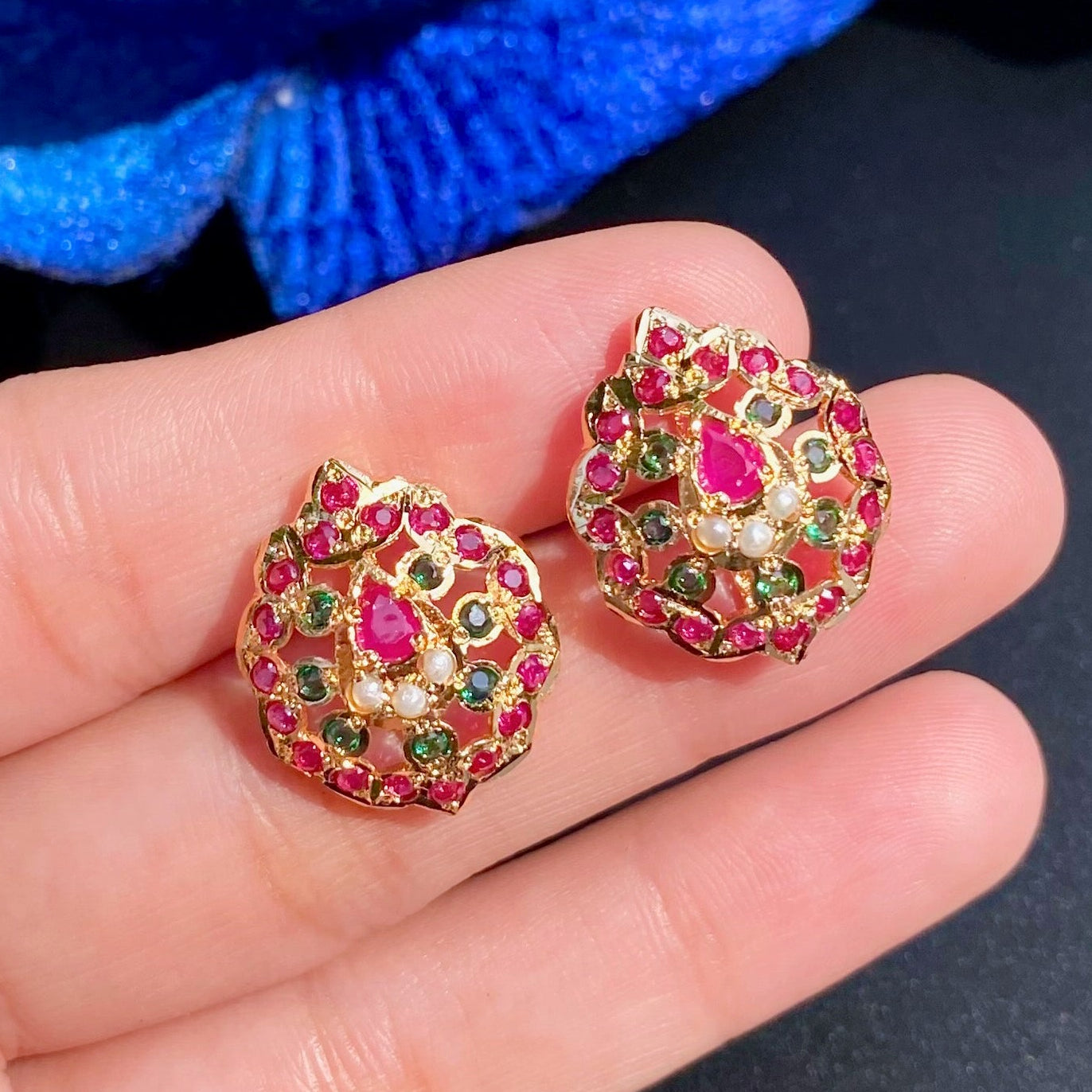 Artificial Hyderabadi Style Jadau Tops | Gold Plated on Mixed Metal BER 090