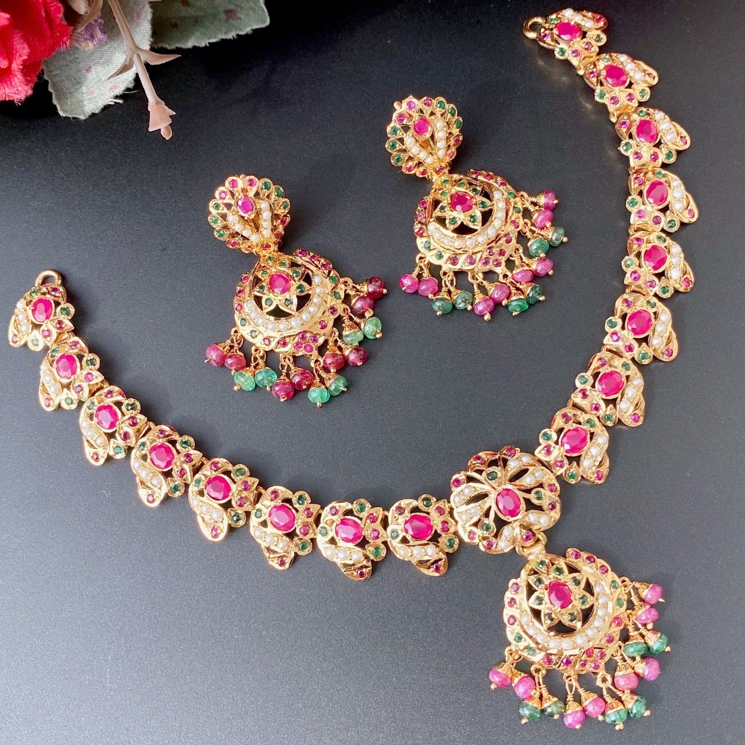 stone studded necklace