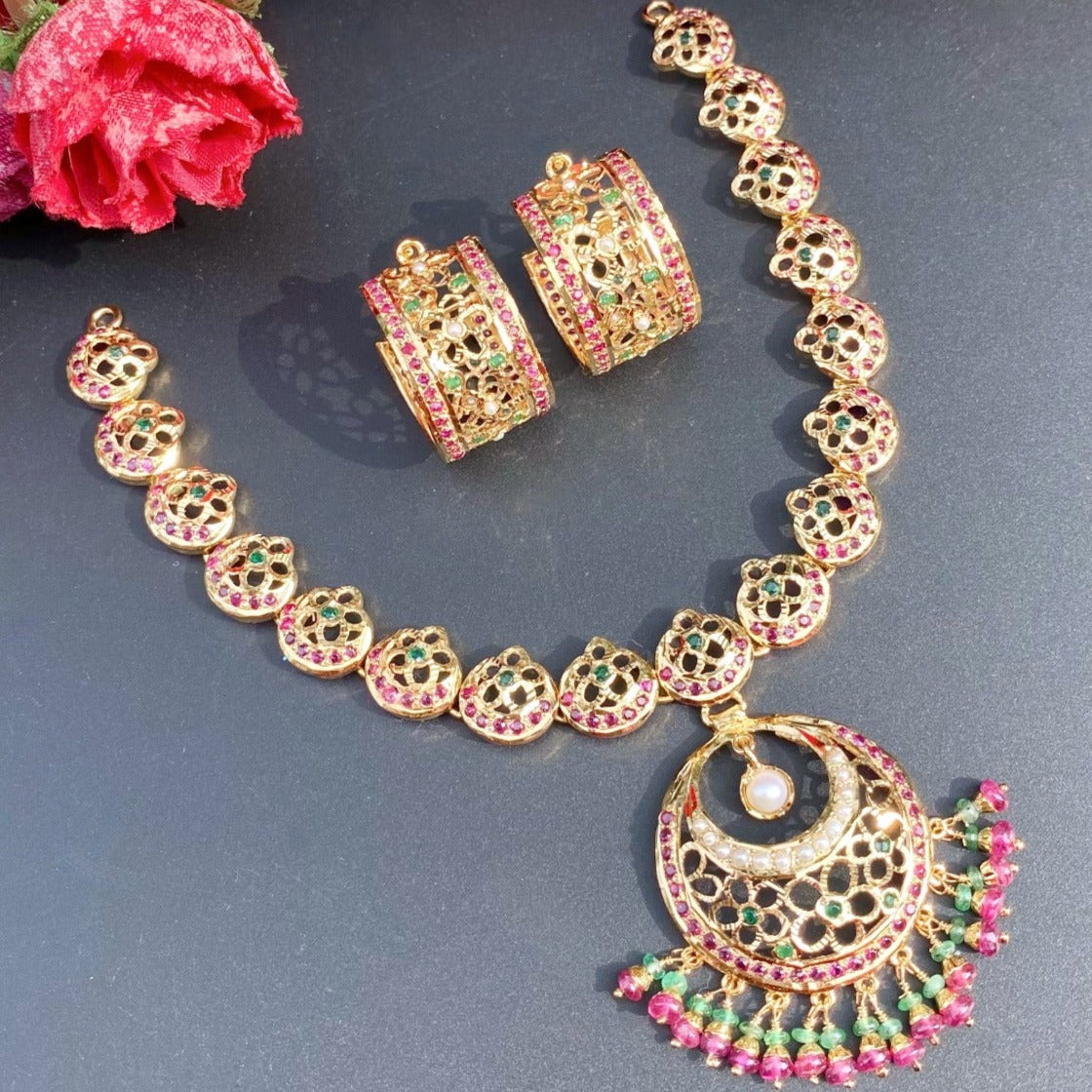 gold plated rajasthani necklace set