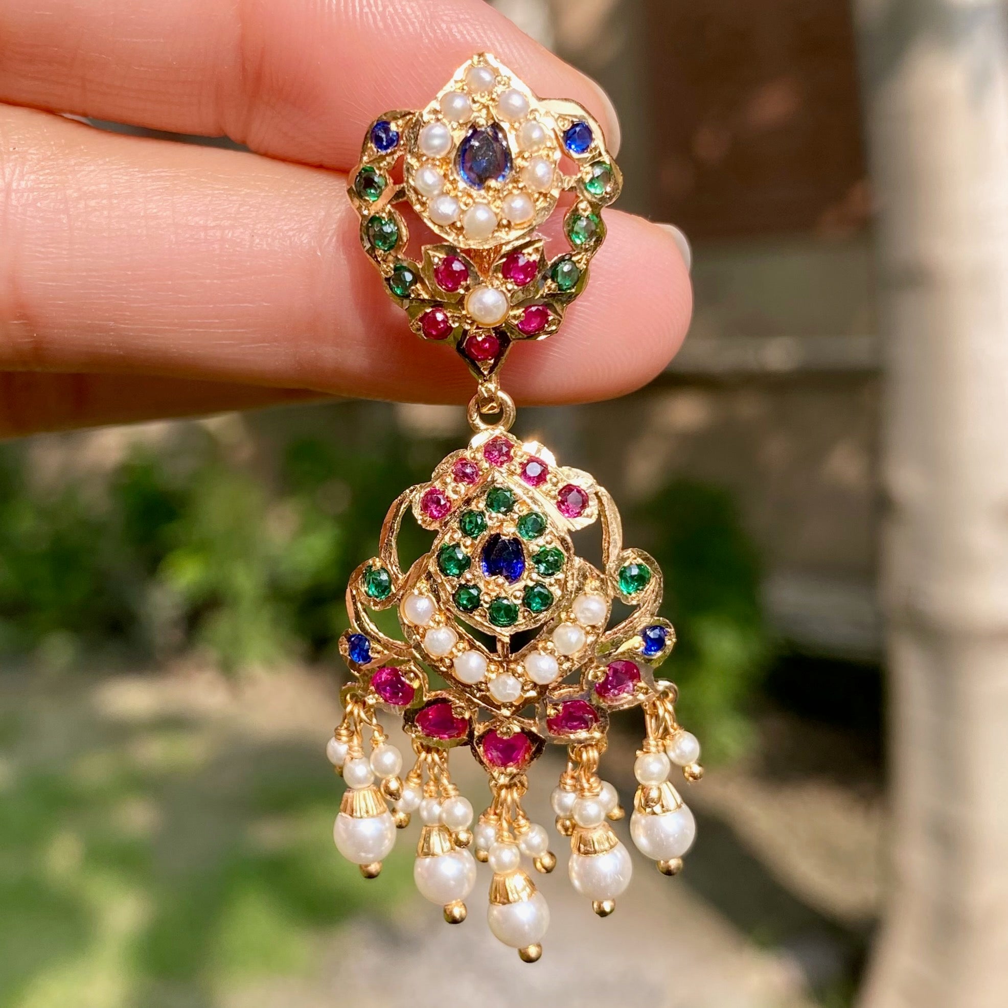 Gold Plated Jadau Dangler Earrings | Artificial Jewelry BER 125