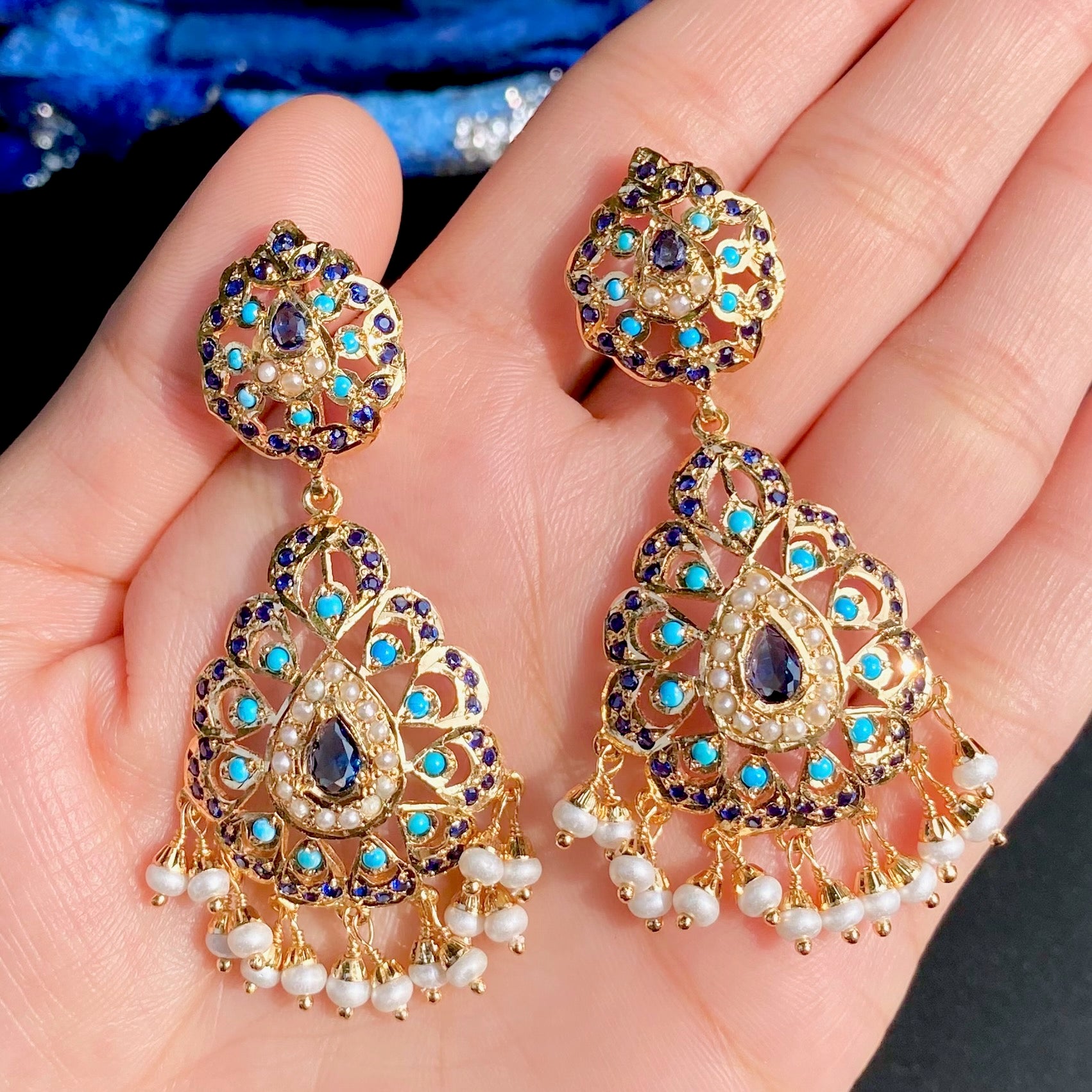 Gold Plated Jadau Dangler Earrings | Artificial Jewelry BER 130