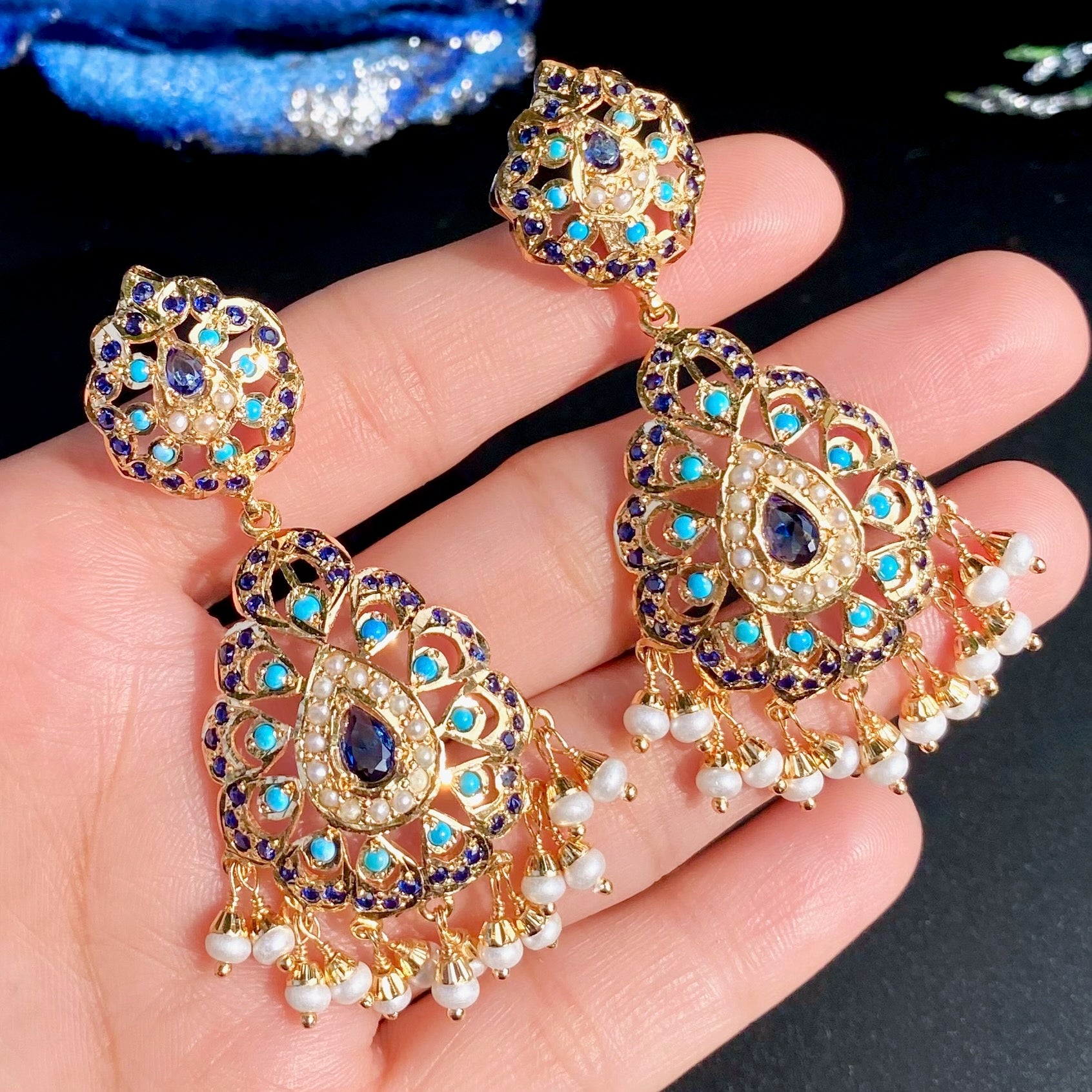 Gold Plated Jadau Dangler Earrings | Artificial Jewelry BER 130