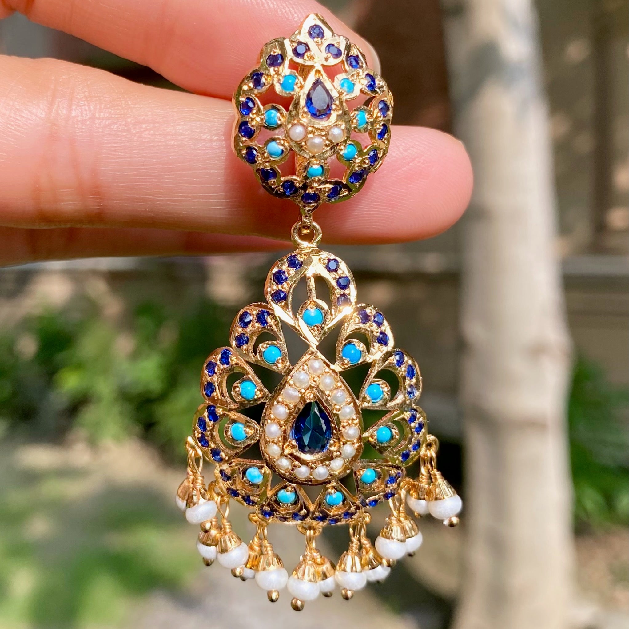 Gold Plated Jadau Dangler Earrings | Artificial Jewelry BER 130