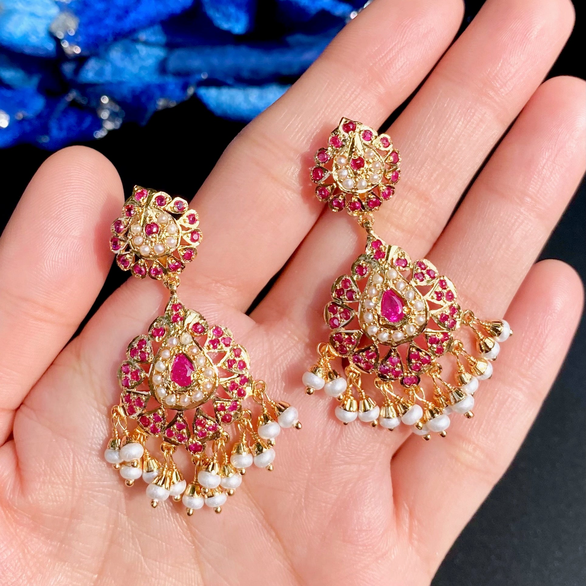 Gold Plated Jadau Dangler Earrings | Artificial Jewelry BER 124