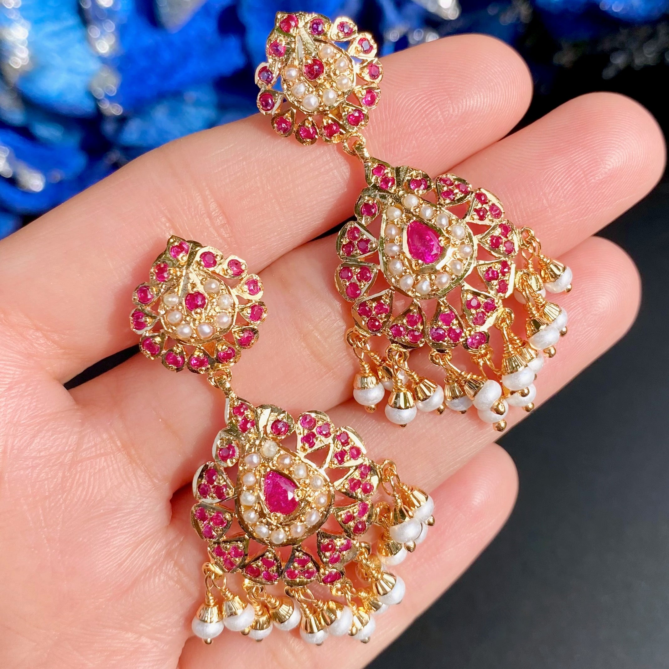 Gold Plated Jadau Dangler Earrings | Artificial Jewelry BER 124