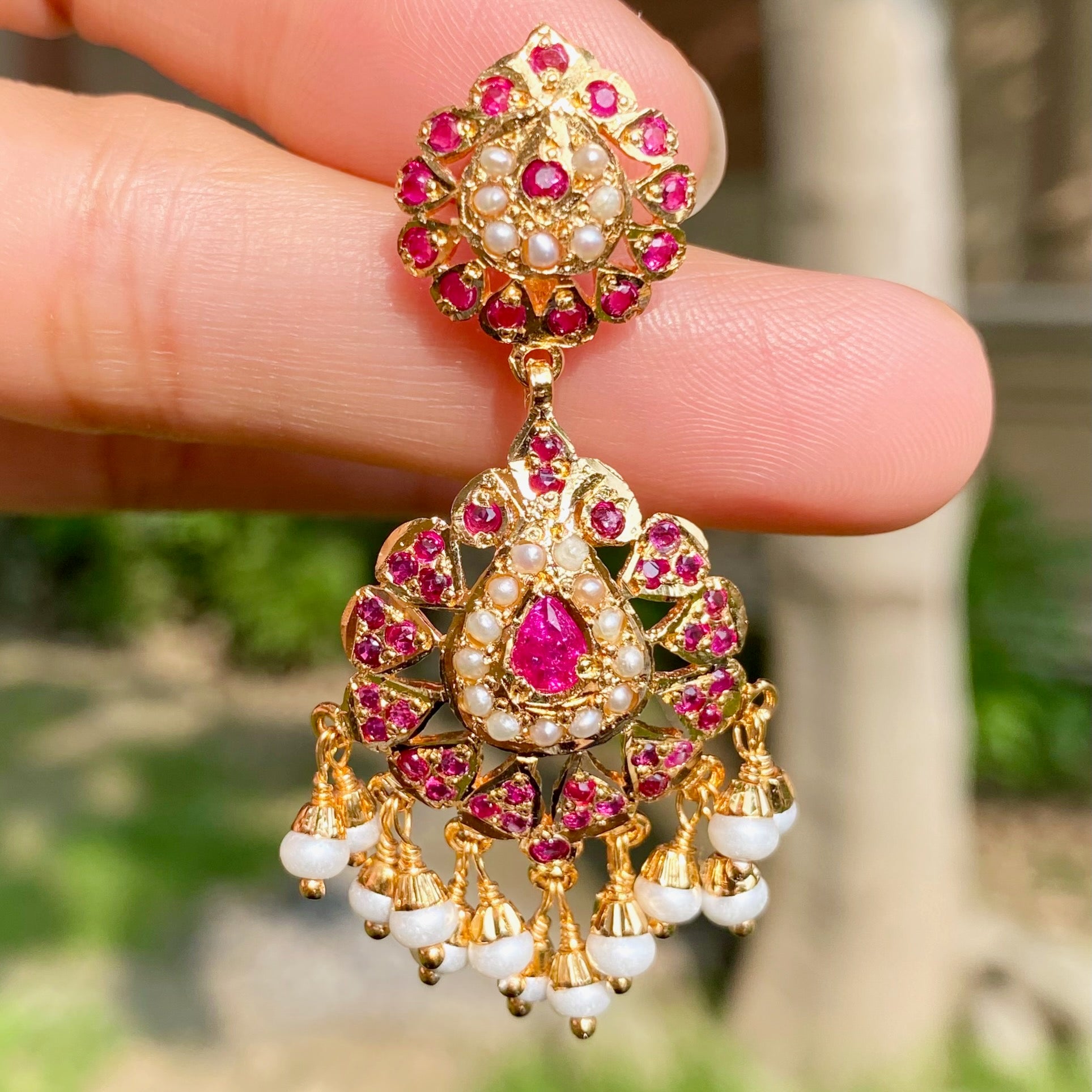 Gold Plated Jadau Dangler Earrings | Artificial Jewelry BER 124