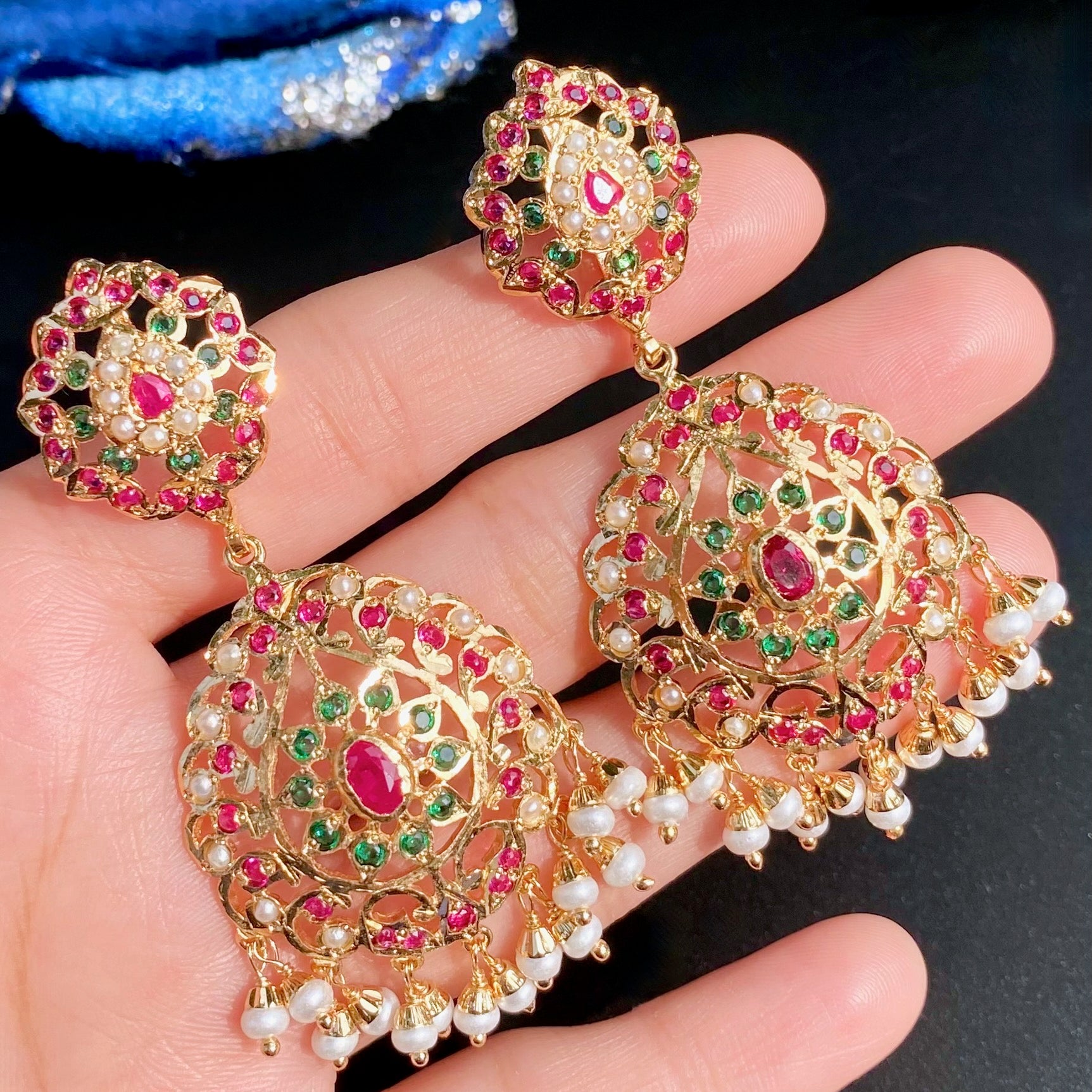 Gold Plated Jadau Dangler Earrings | Artificial Jewelry BER 120