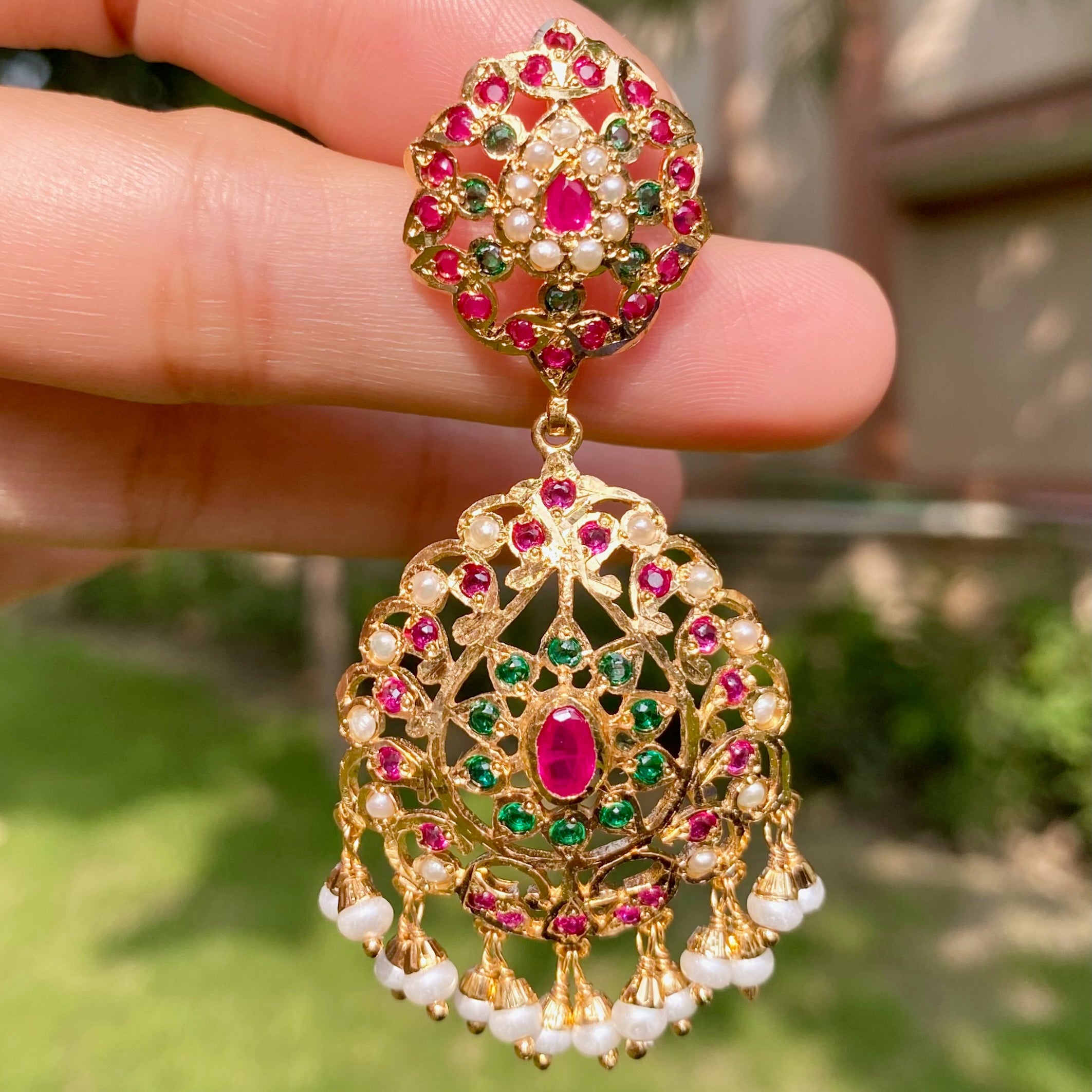 Gold Plated Jadau Dangler Earrings | Artificial Jewelry BER 120