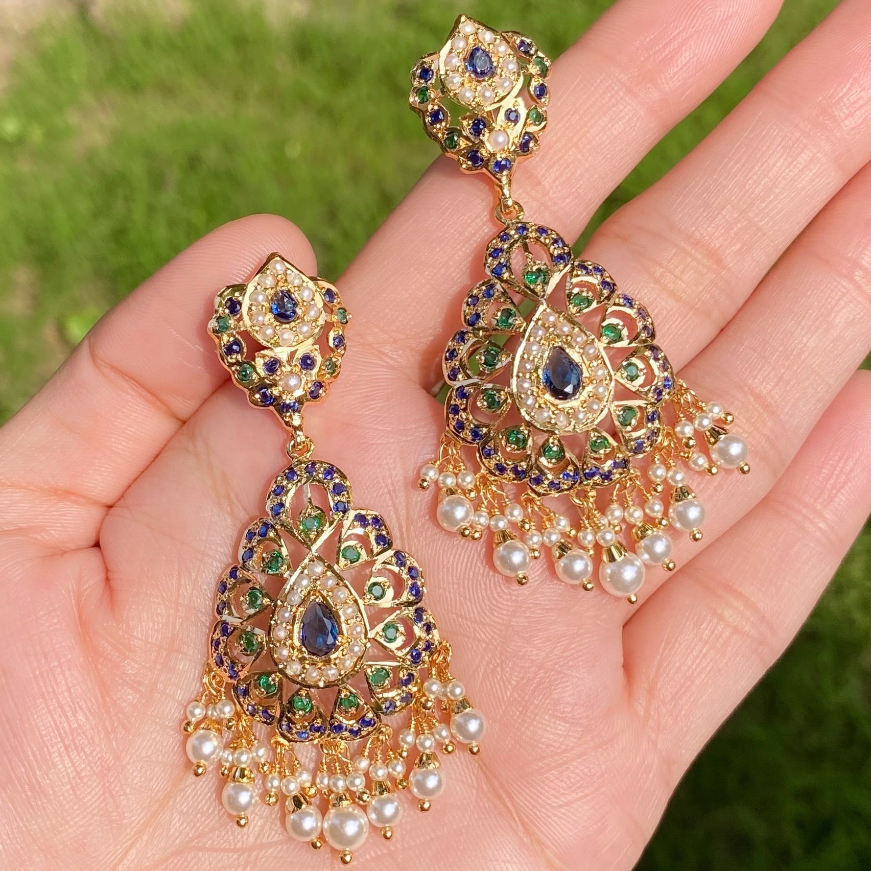 Gold Tone Jadau Dangler Earrings | Artificial Jewelry BER 116