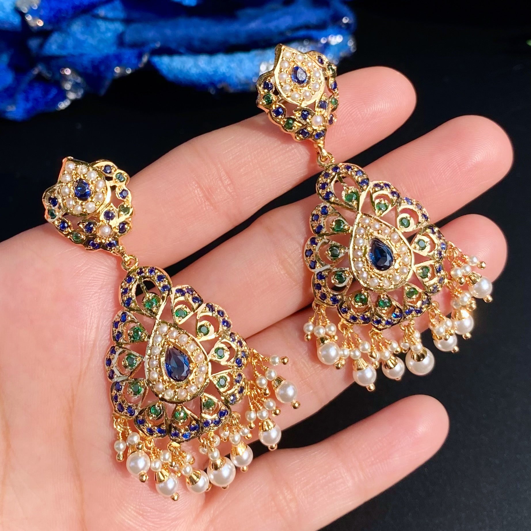 Gold Tone Jadau Dangler Earrings | Artificial Jewelry BER 116