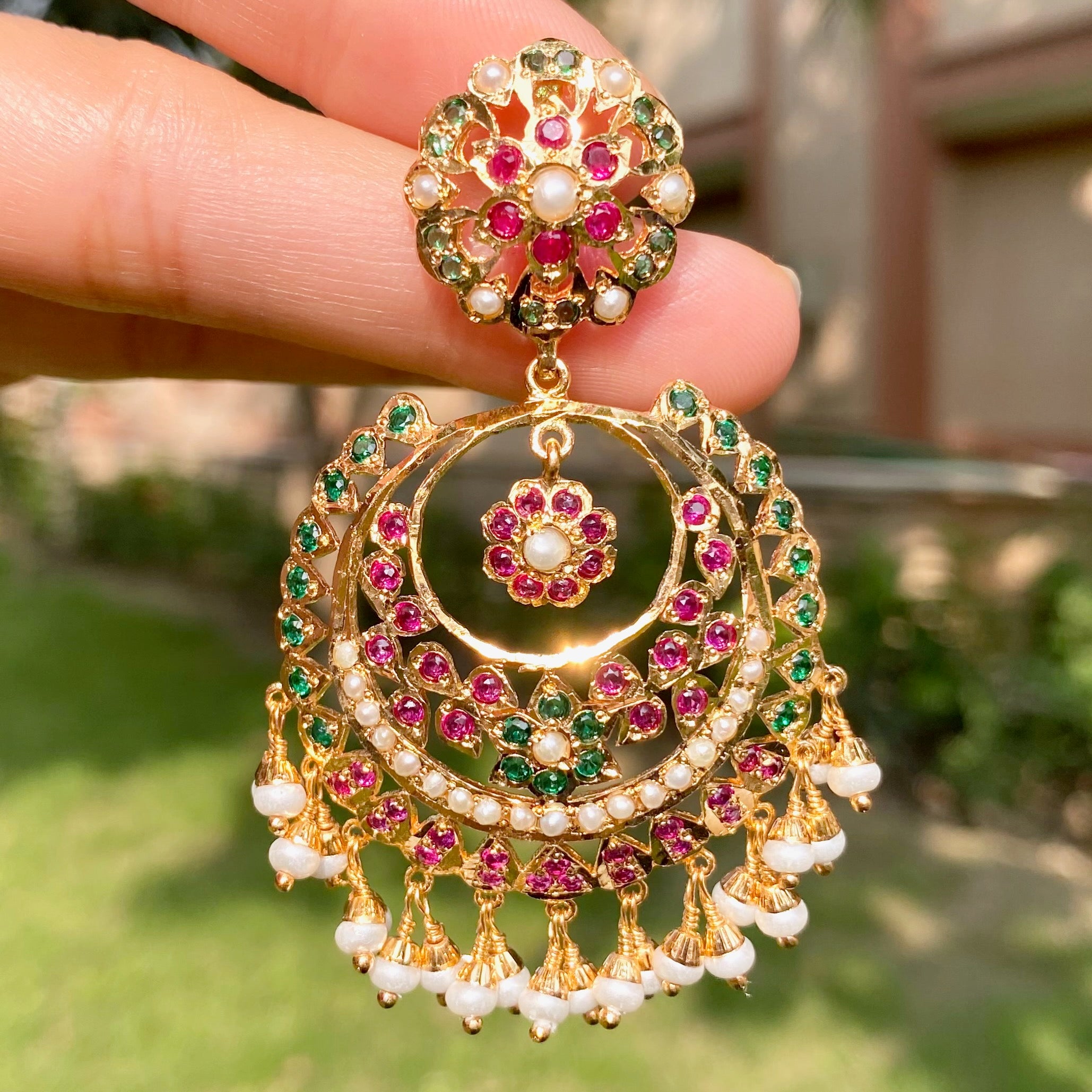 Statement Jadau Chandbali Earrings | Mixed Metal Base BER 131