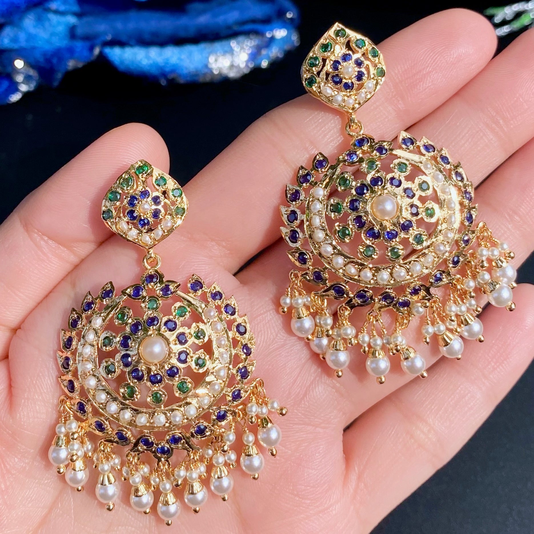 Gold Tone Jadau Dangler Earrings | Artificial Jewelry BER 117