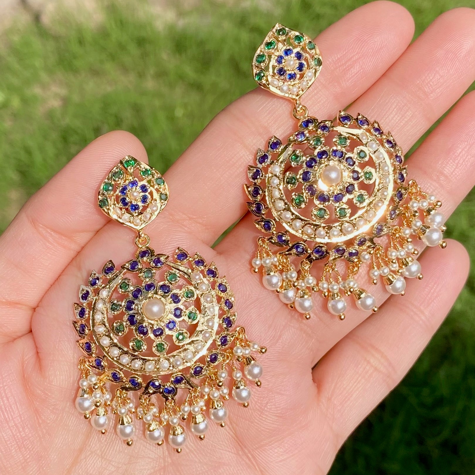 Gold Tone Jadau Dangler Earrings | Artificial Jewelry BER 117