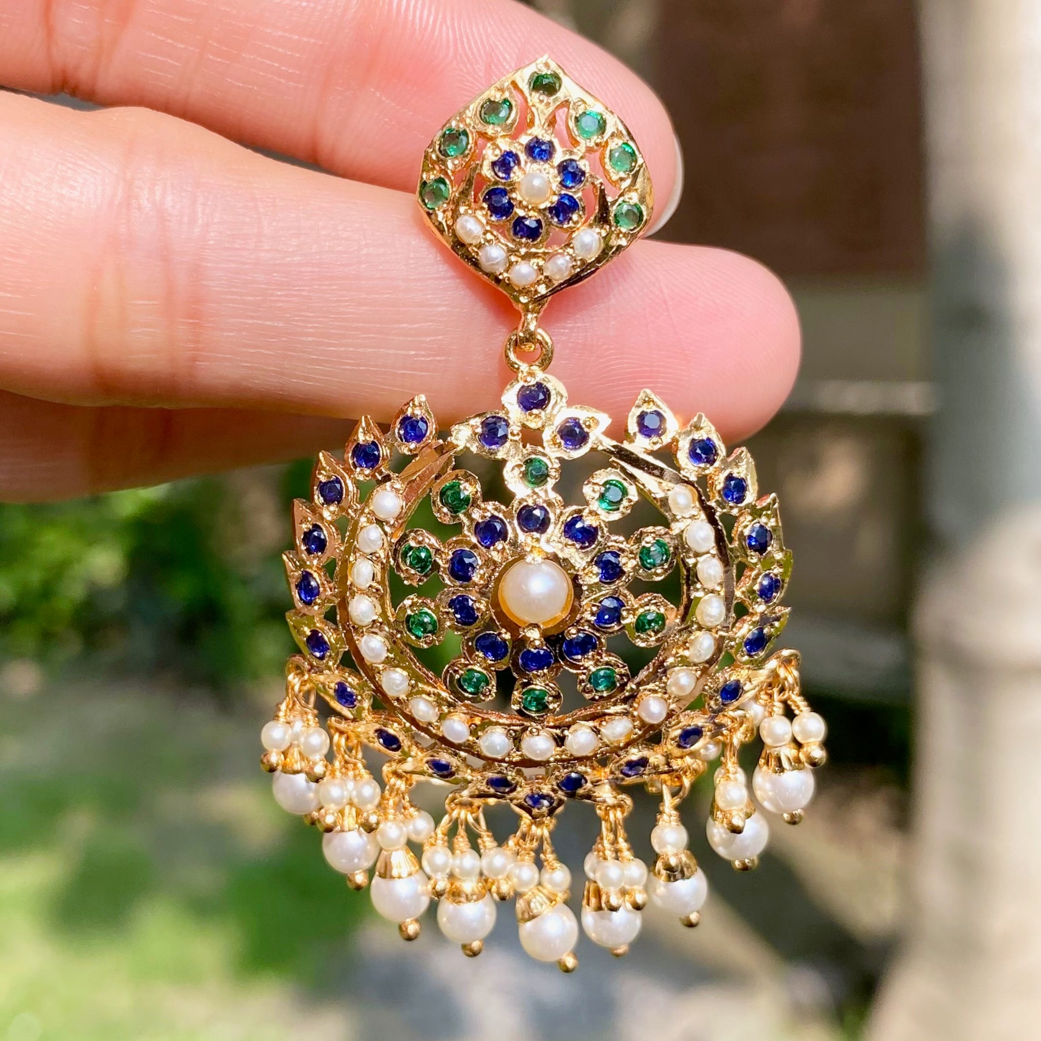 Gold Tone Jadau Dangler Earrings | Artificial Jewelry BER 117