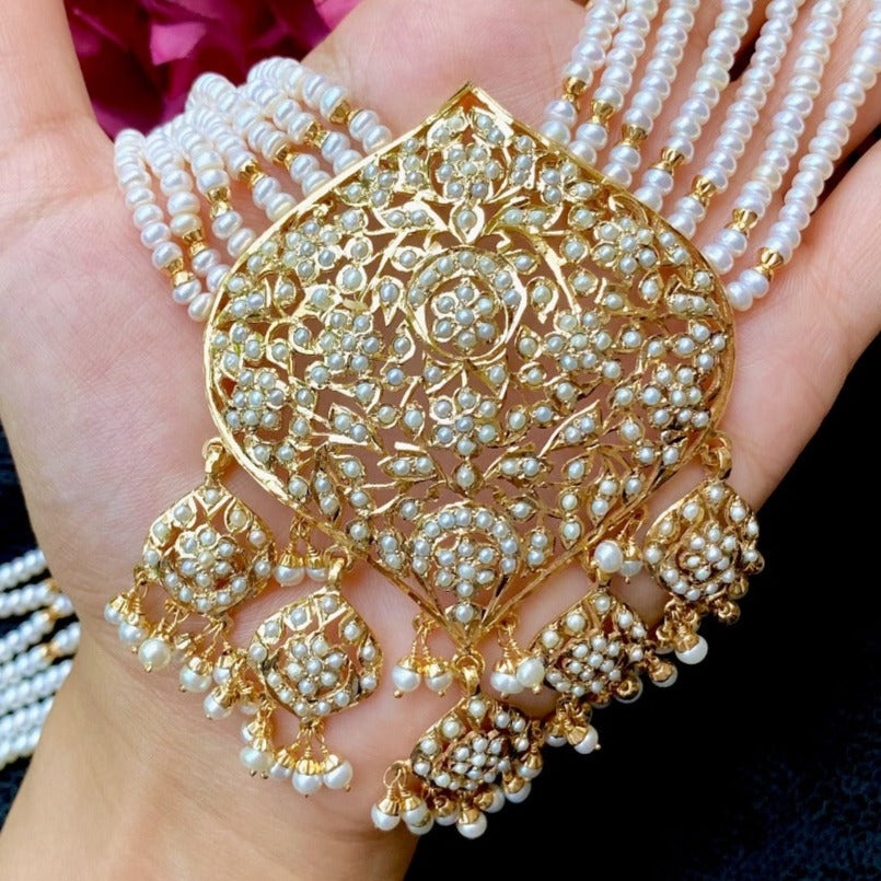 pearl rani haar in gold plated silver