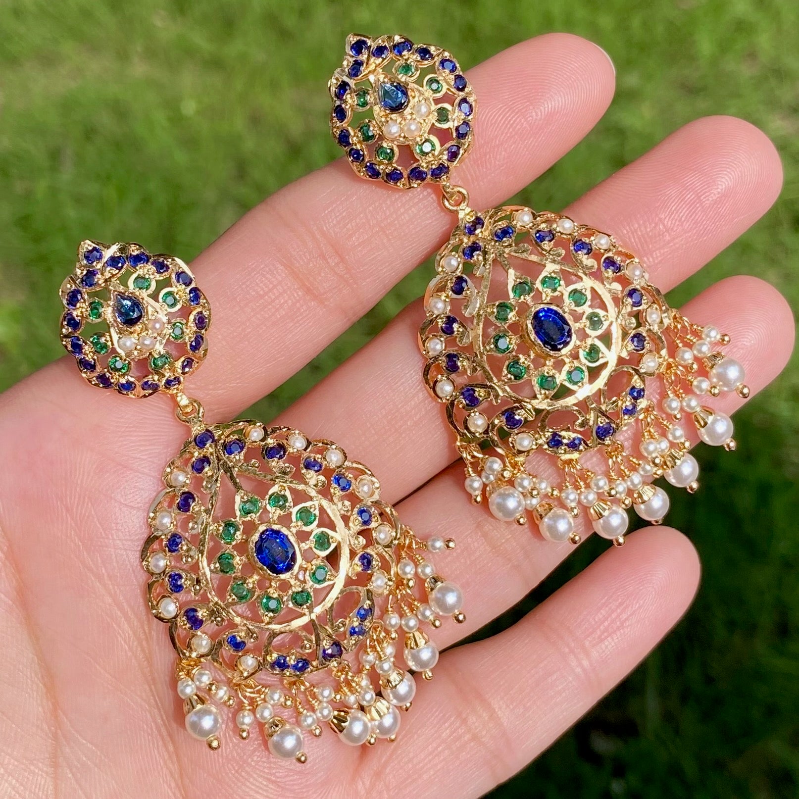 Gold Plated Jadau Dangler Earrings | Artificial Jewelry BER 119