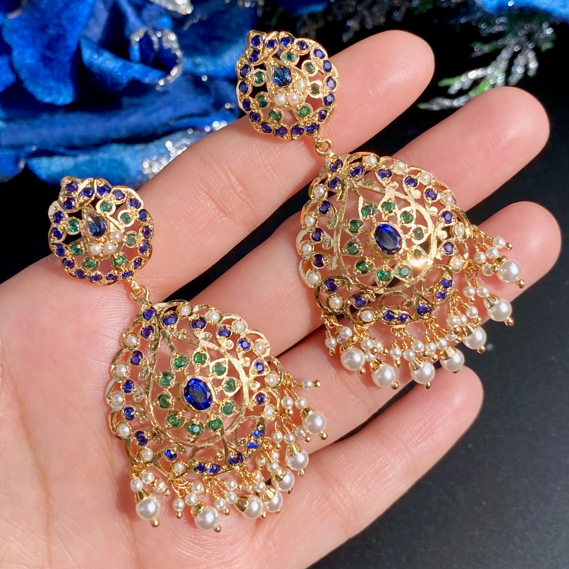 Gold Plated Jadau Dangler Earrings | Artificial Jewelry BER 119