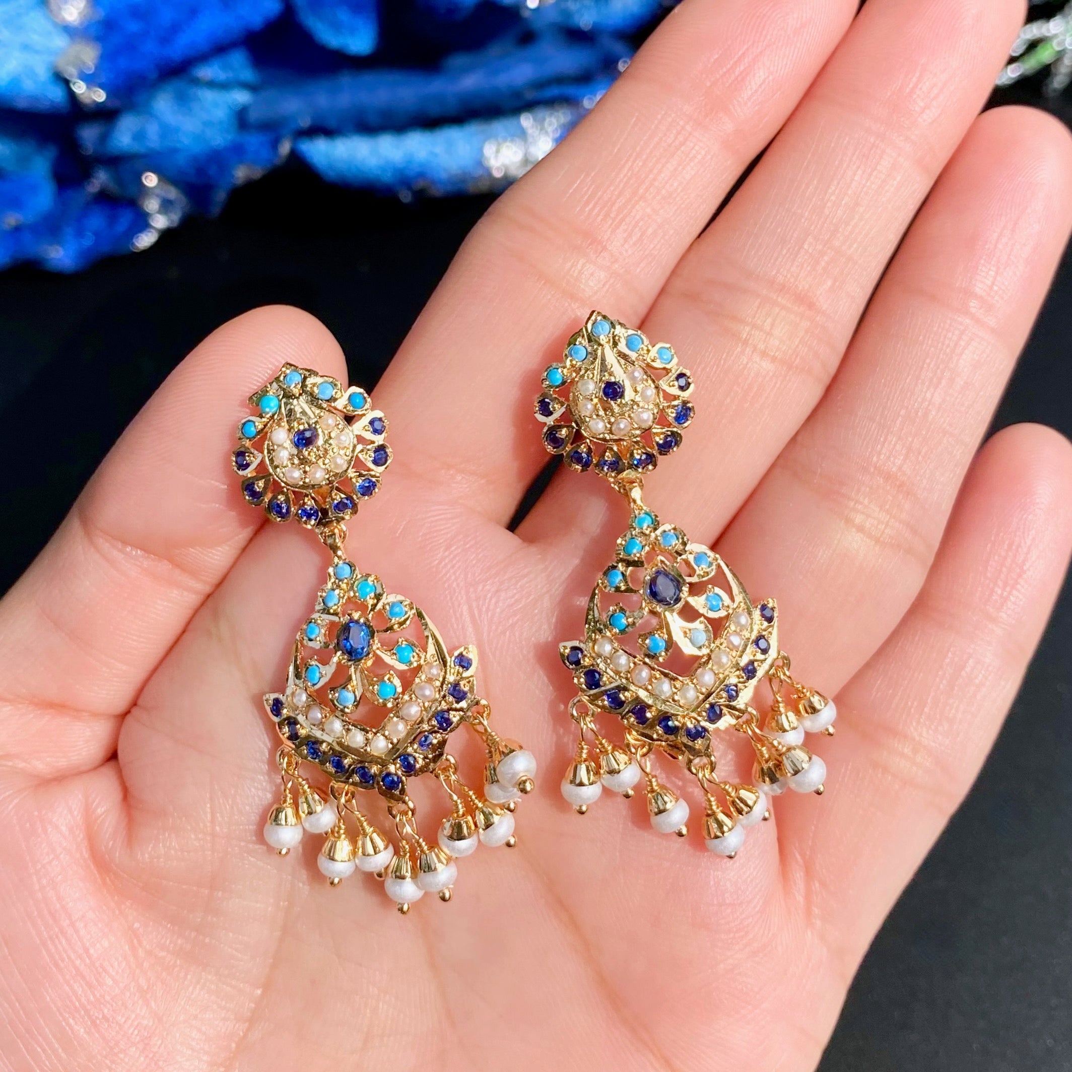 Gold Plated Jadau Dangler Earrings | Artificial Jewelry BER 122