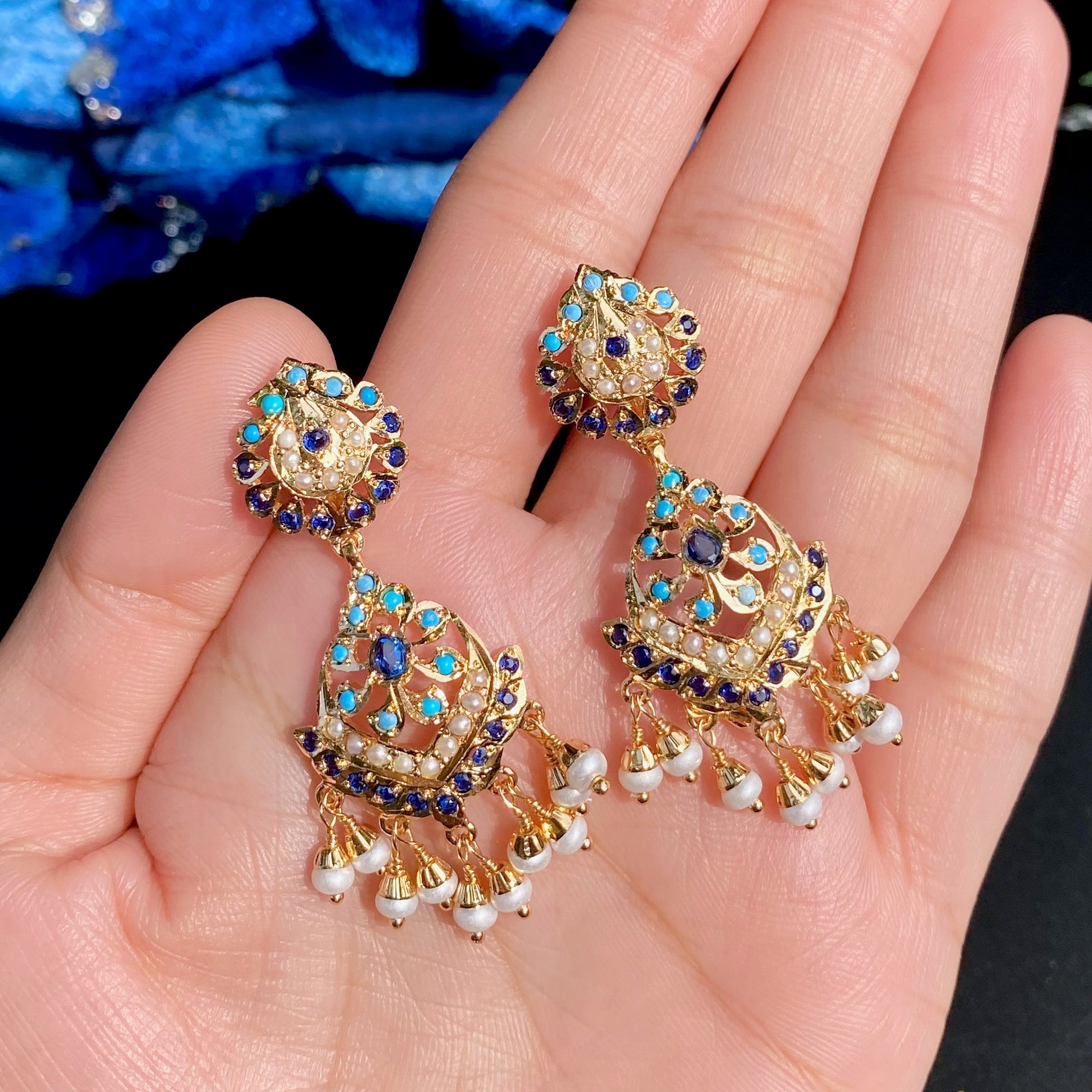 Gold Plated Jadau Dangler Earrings | Artificial Jewelry BER 122