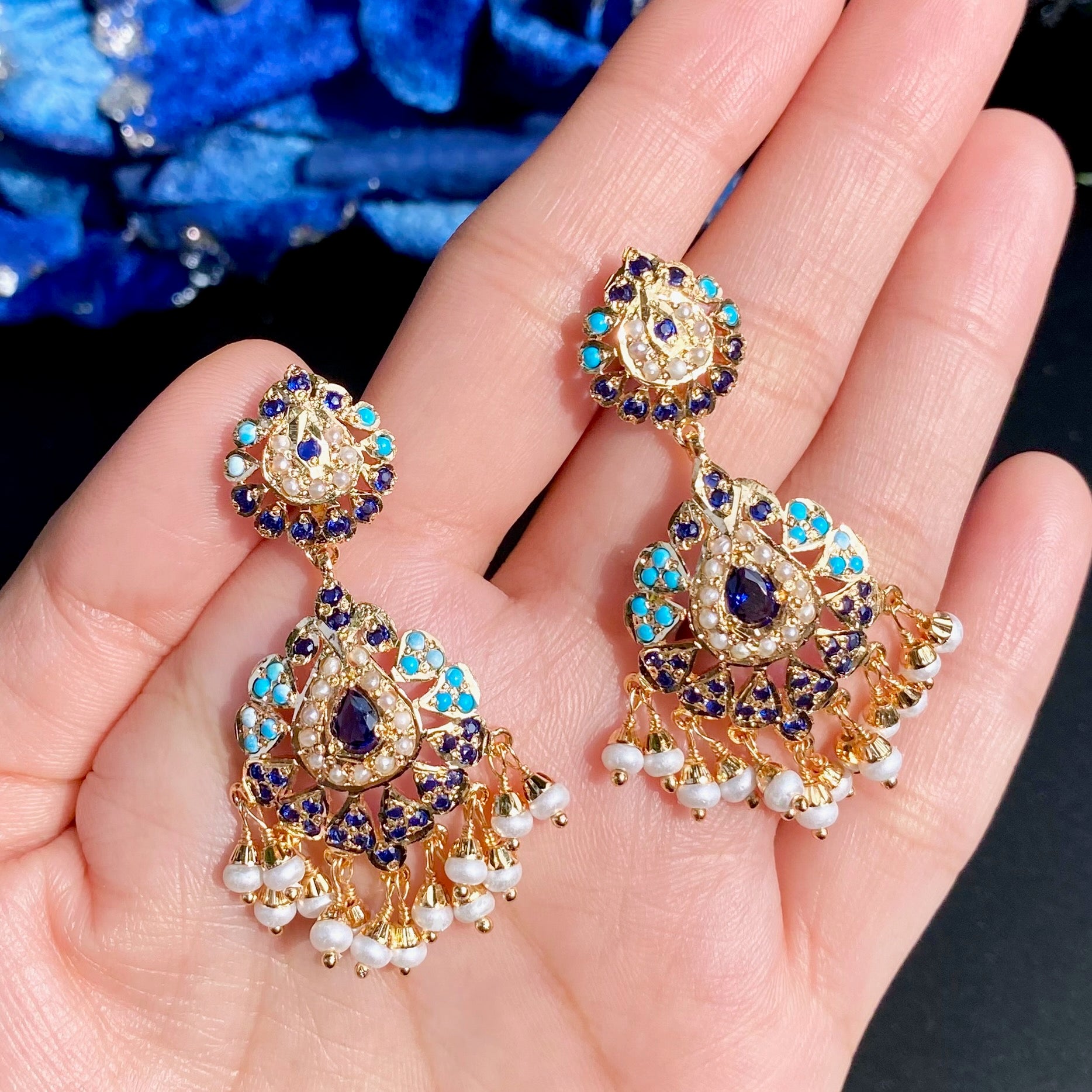 Gold Plated Jadau Dangler Earrings | Artificial Jewelry BER 126
