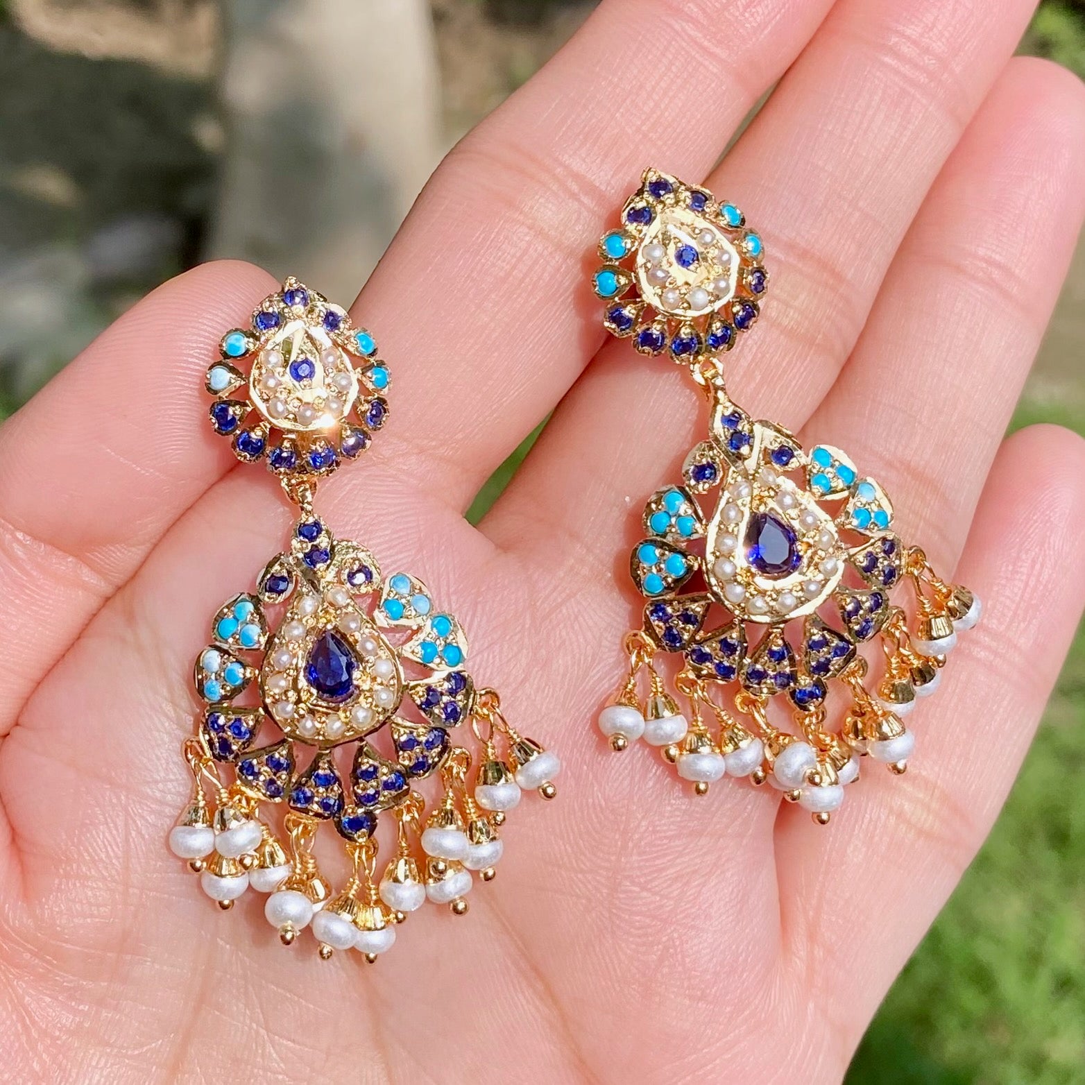 Gold Plated Jadau Dangler Earrings | Artificial Jewelry BER 126