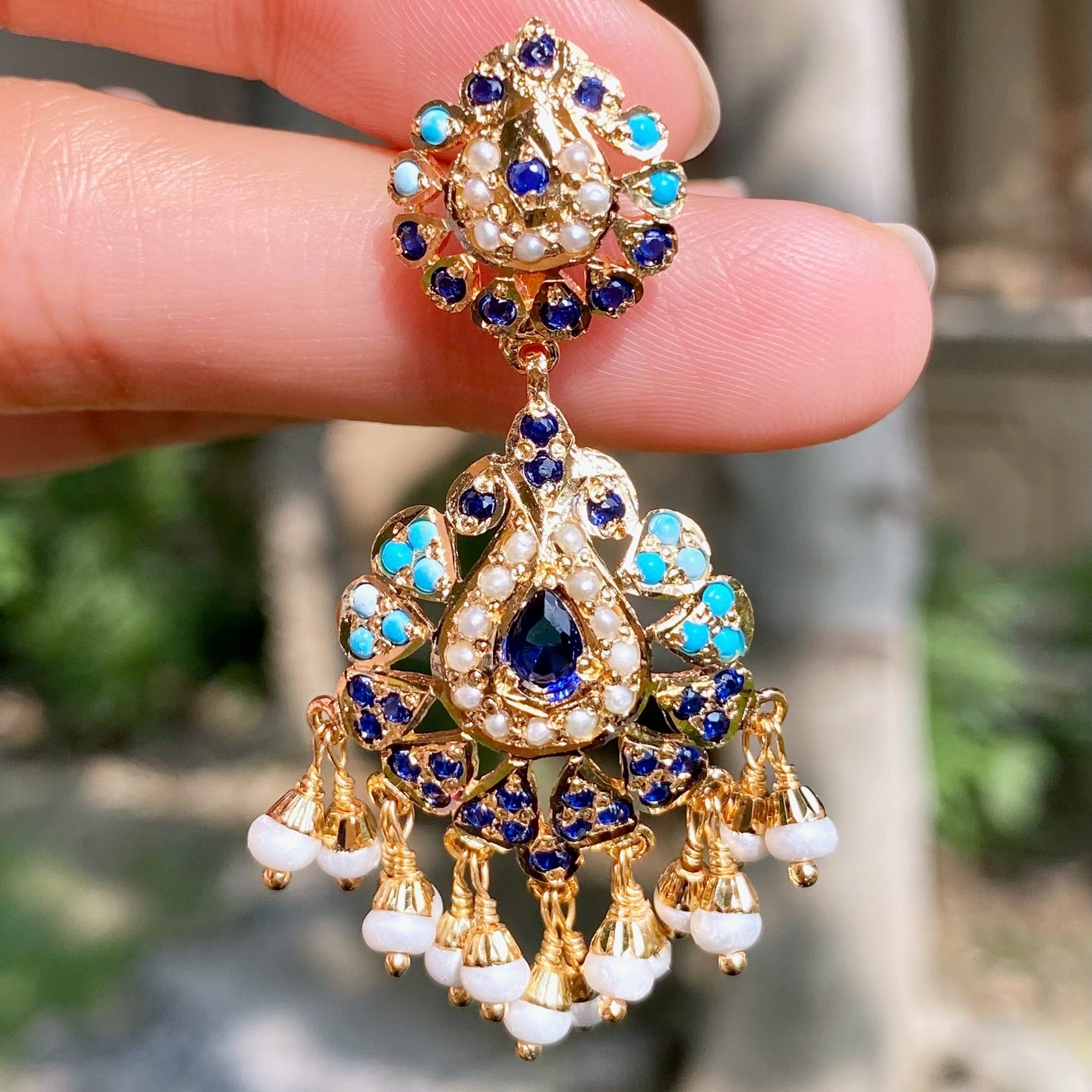 Gold Plated Jadau Dangler Earrings | Artificial Jewelry BER 126