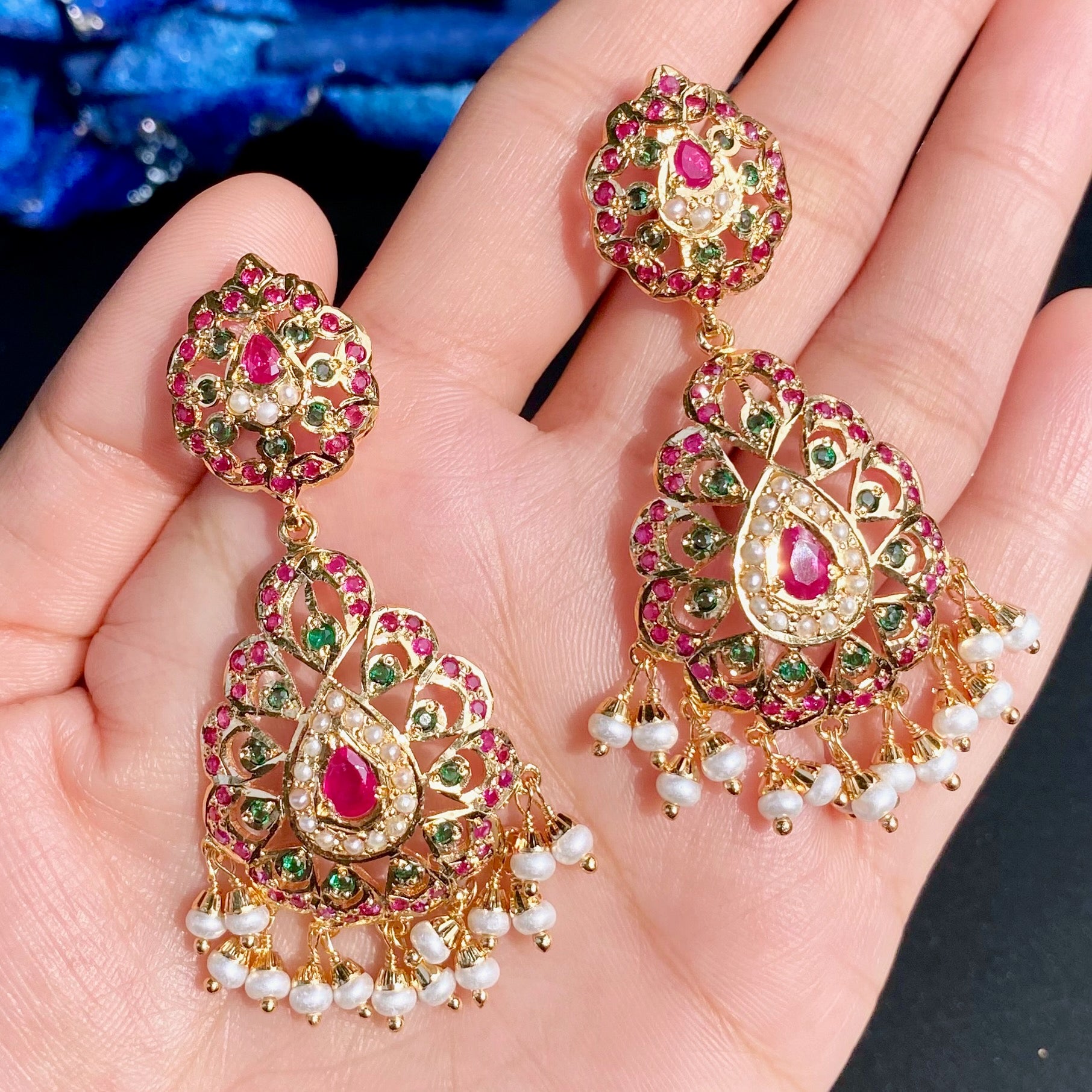 Gold Plated Jadau Dangler Earrings | Artificial Jewelry BER 129