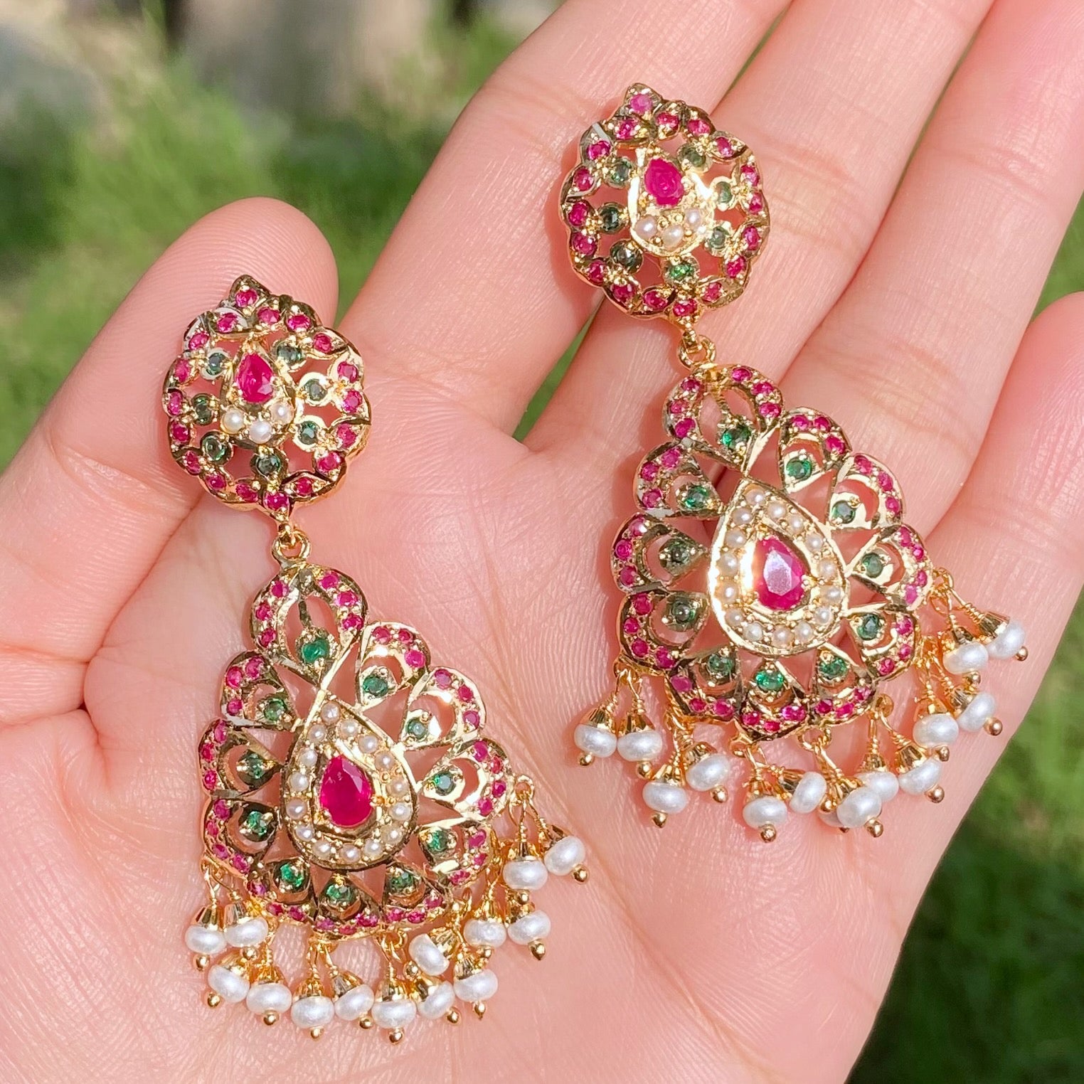Gold Plated Jadau Dangler Earrings | Artificial Jewelry BER 129