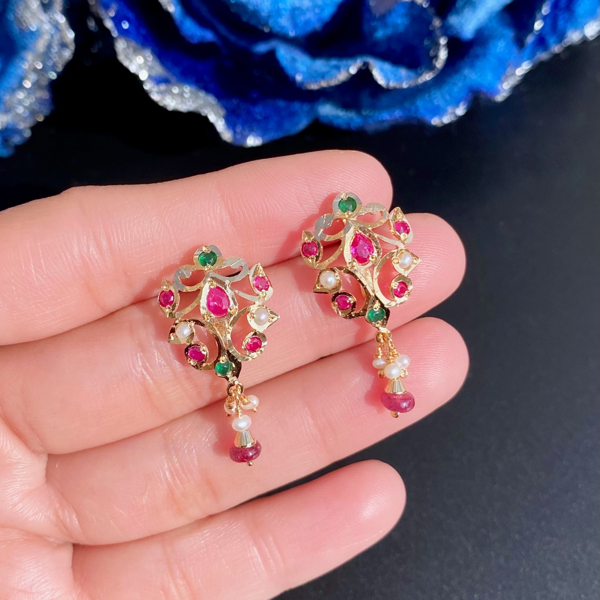 Antique Styled Jadau Chain Necklace Set | Gold Plated on 925 Silver  NS 443