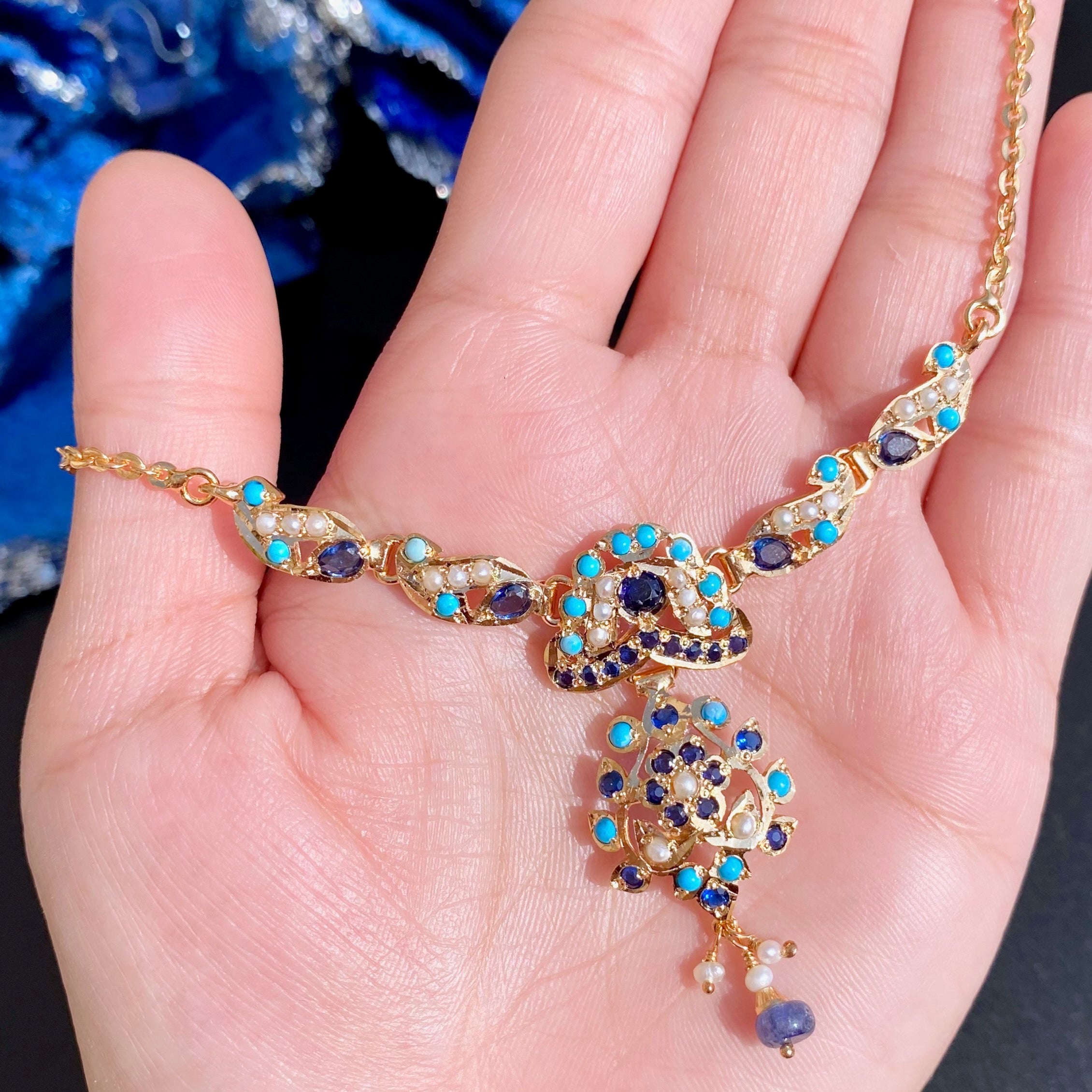 Delicate Jadau Chain Necklace Set | Gold Plated on Silver NS 444