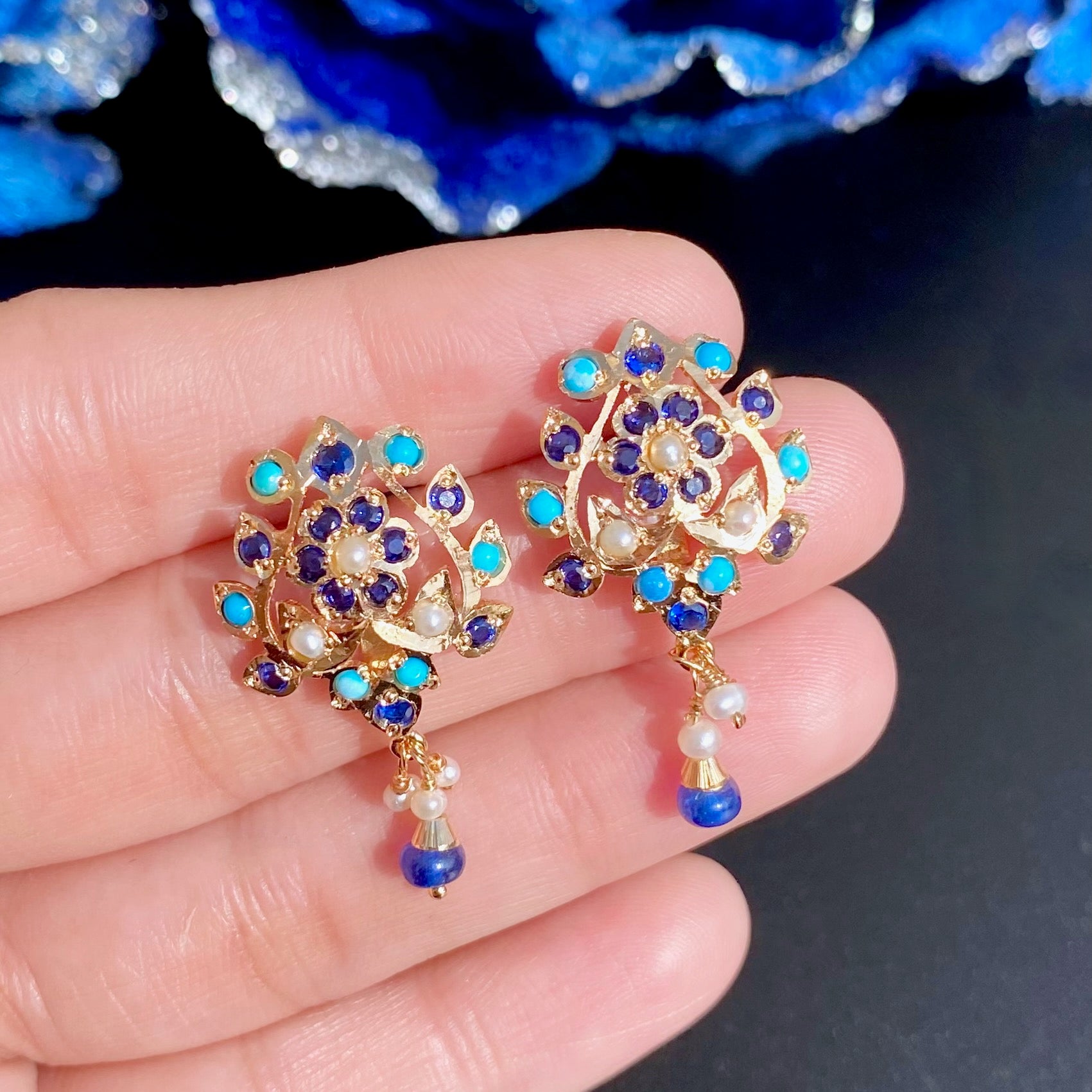 Delicate Jadau Chain Necklace Set | Gold Plated on Silver NS 444