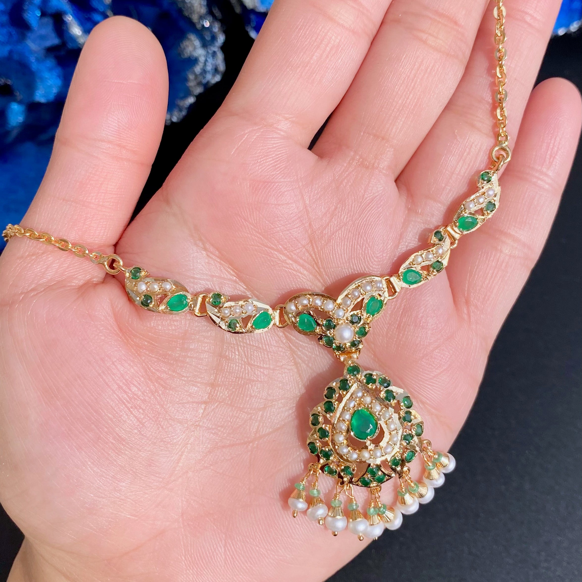 Cute Jadau Chain Necklace Set | Gold Plated on 925 Silver NS 445