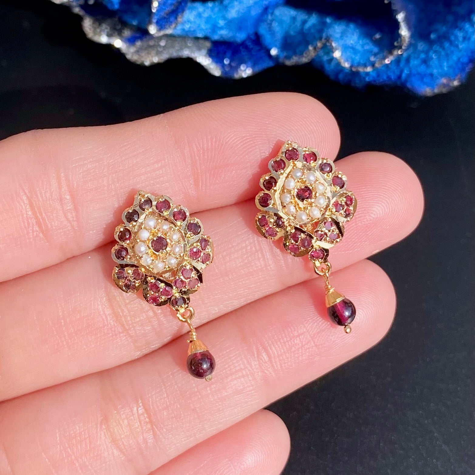 Cute Garnet Chain Necklace Set | Gold Plated on 925 Silver NS 442