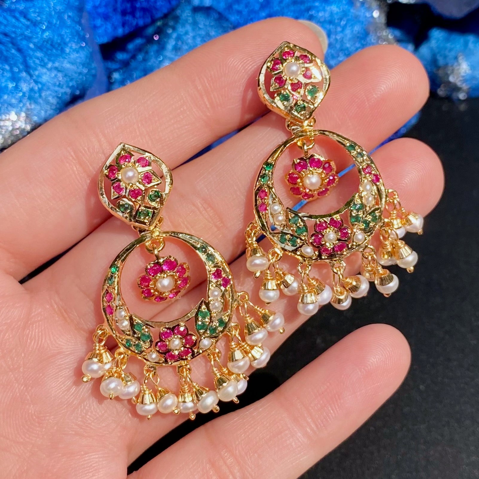 Delicate Pendant Necklace with Chandbali Earrings NS 491