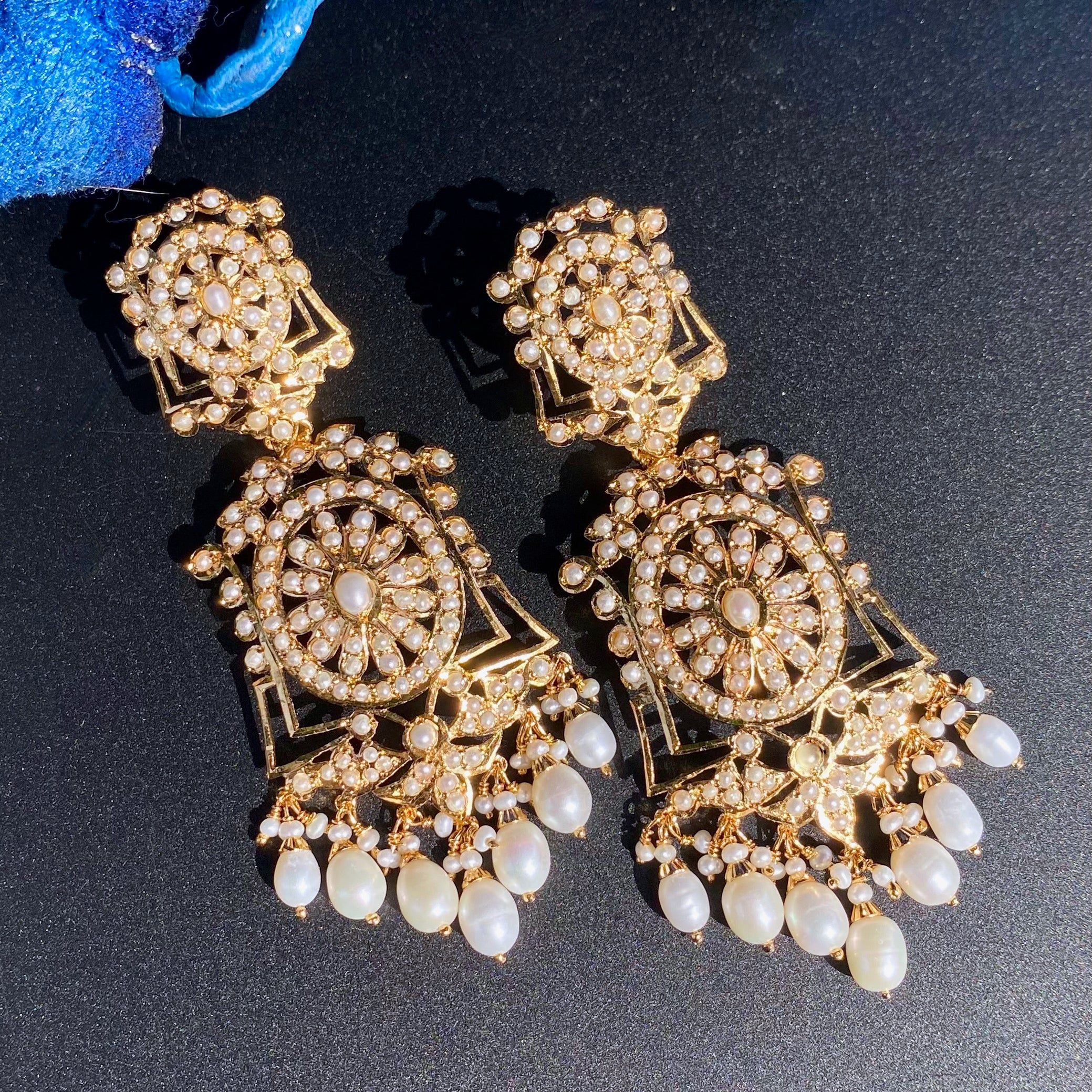 Handcrafted Victorian Earrings | Elegant Pearl Jewellery | Jadau Earrings in Silver | ER 659