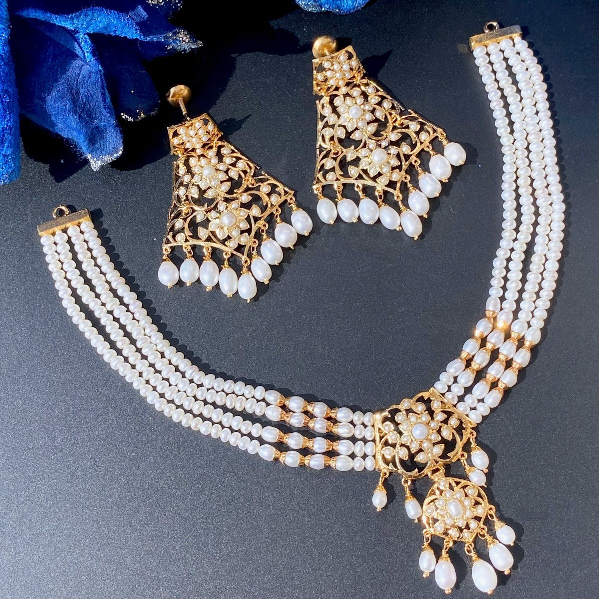 antique pearl choker necklace set