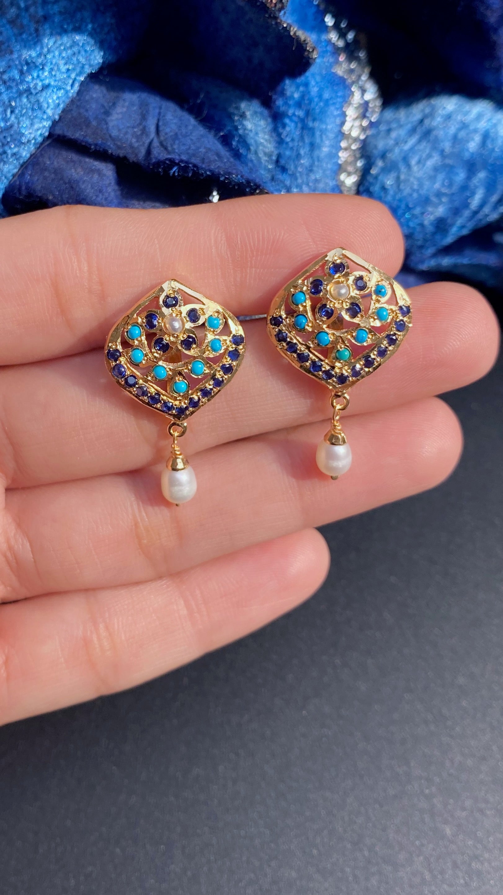 Jadau Studs | Gold Plated on Sterling Silver ER 661