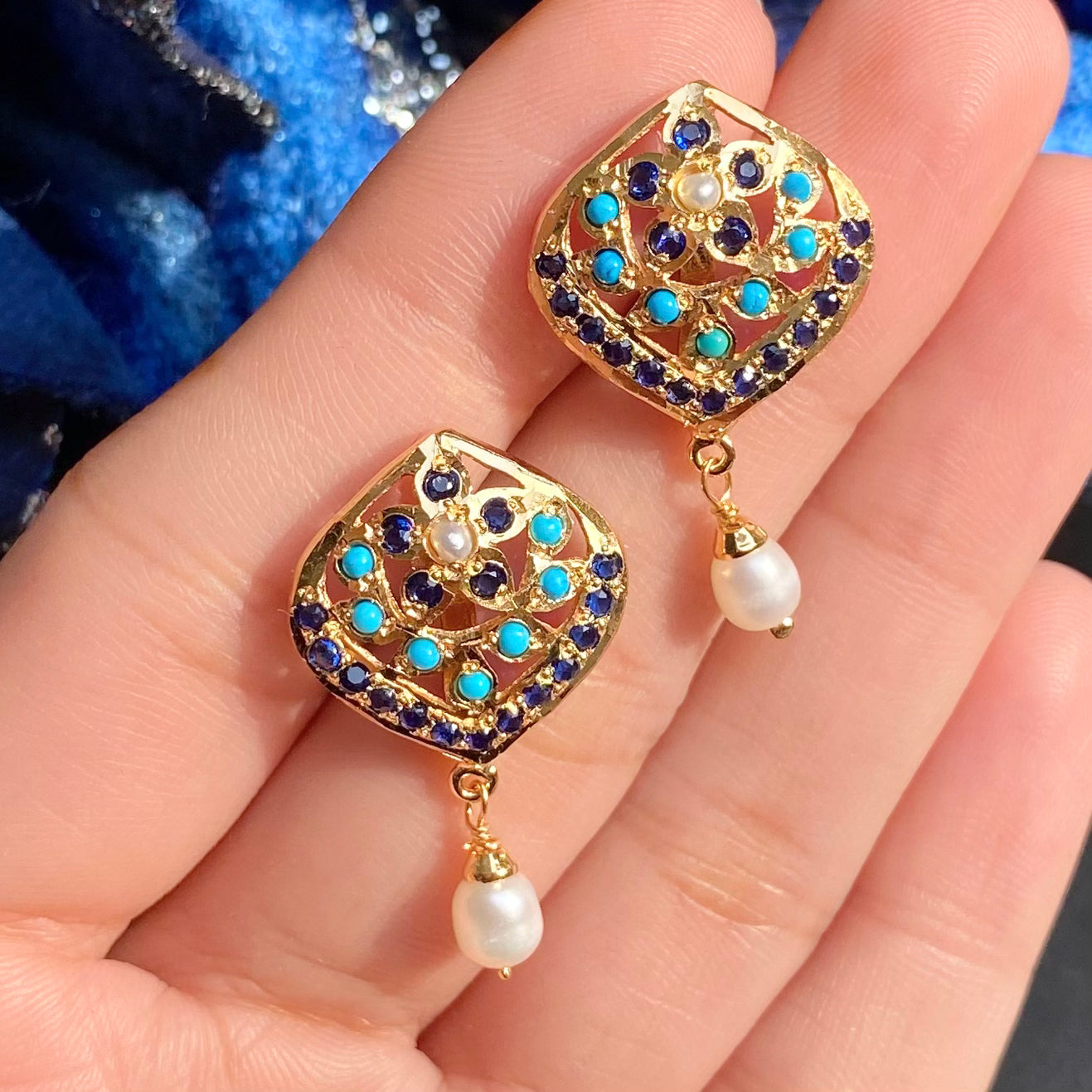 Jadau Studs | Gold Plated on Sterling Silver ER 661