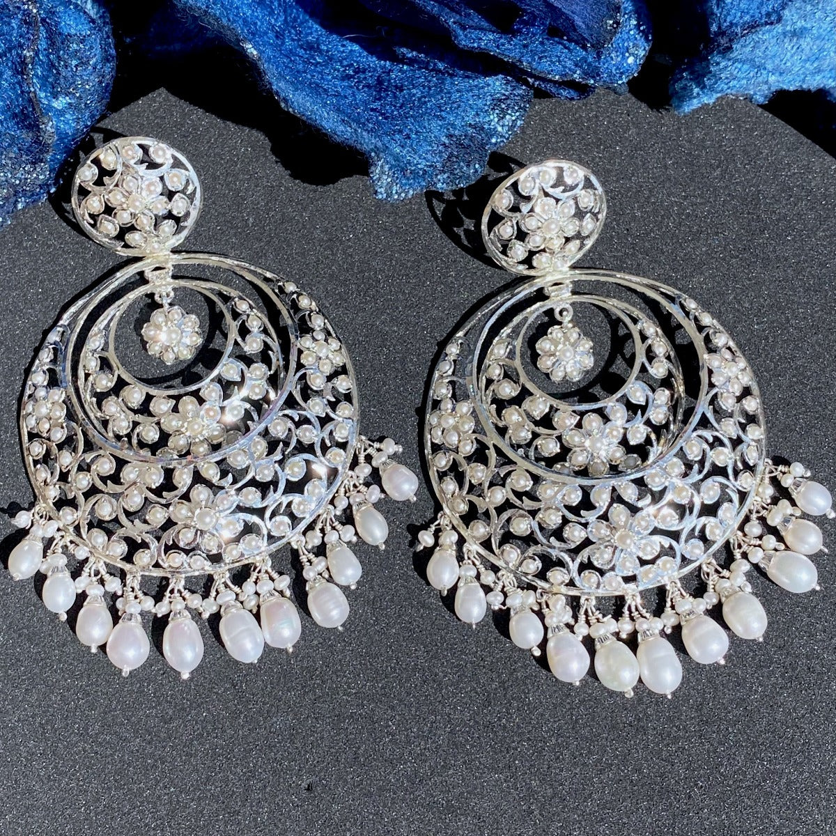 pearl chandbali earrings for women