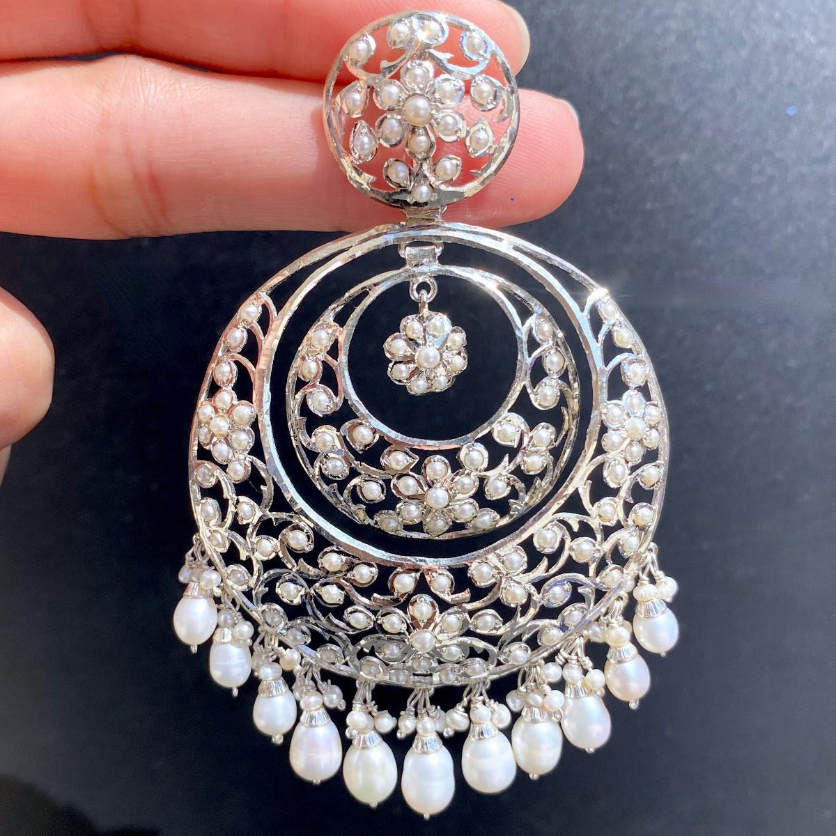 pure silver chandbali earrings
