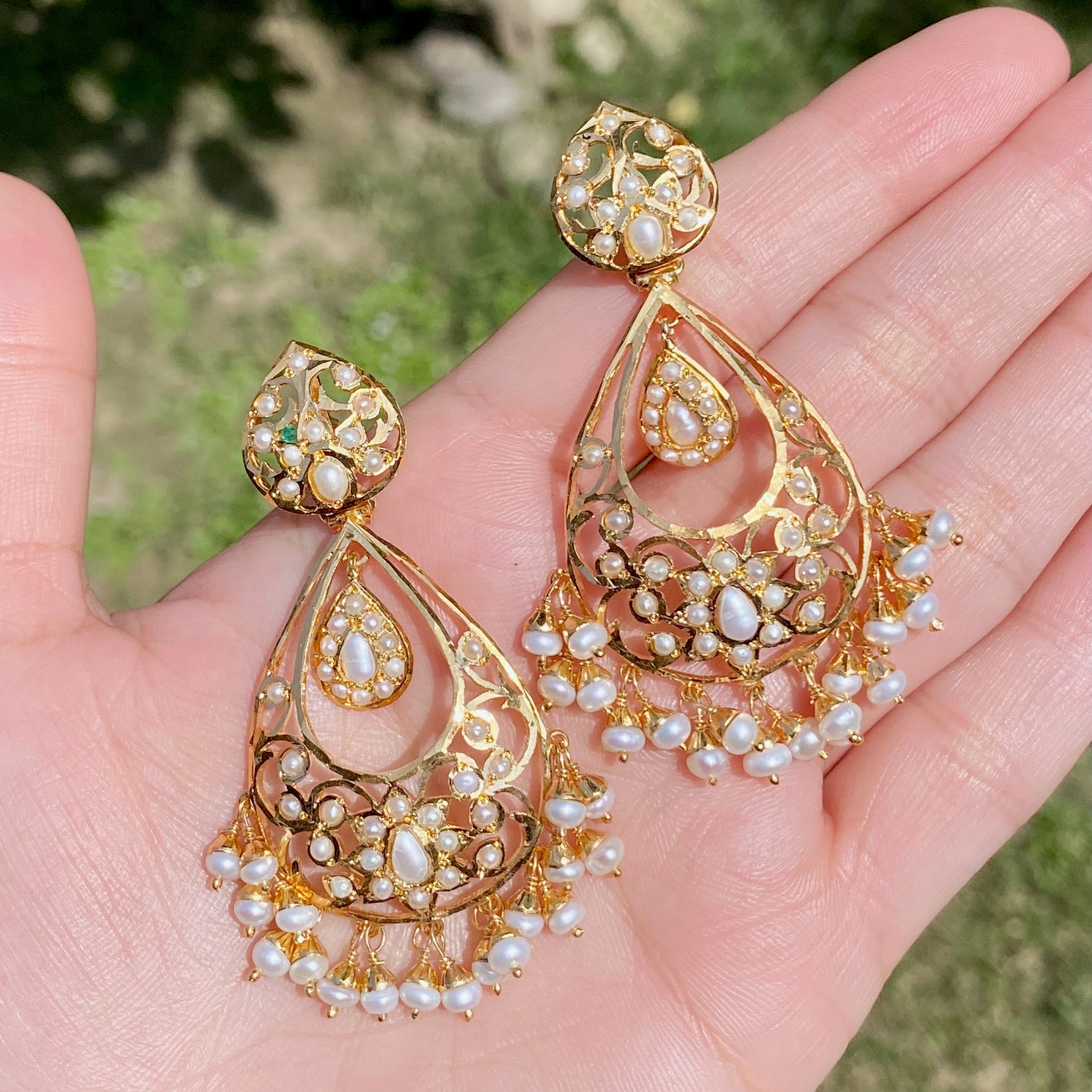 Drop Shaped Pearl Earrings on Silver | Cute Indo Western Design ER 651